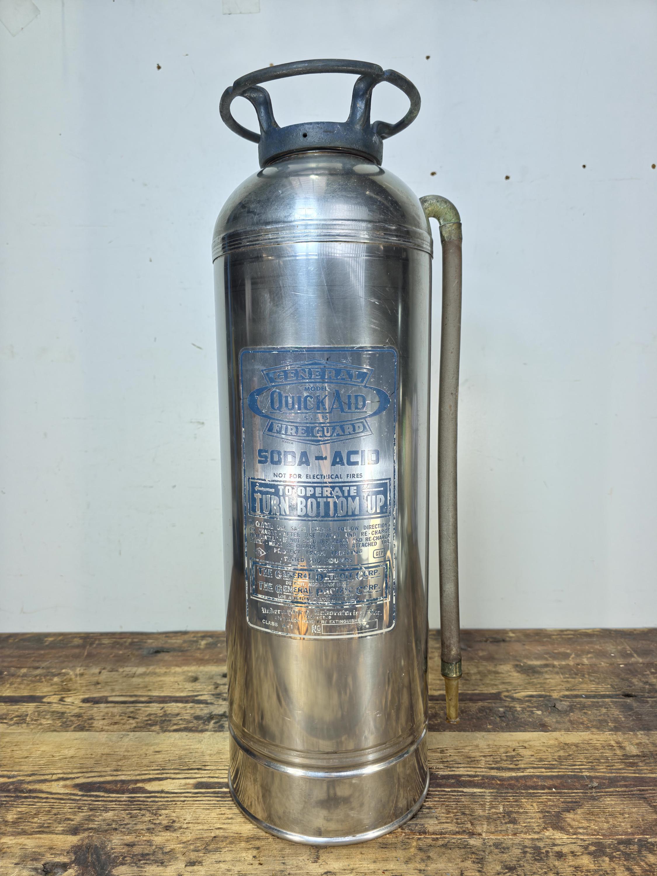 Vintage General Detroit “Quick Aid” SS-15 Soda-Acid Fire Extinguisher – 22.5"