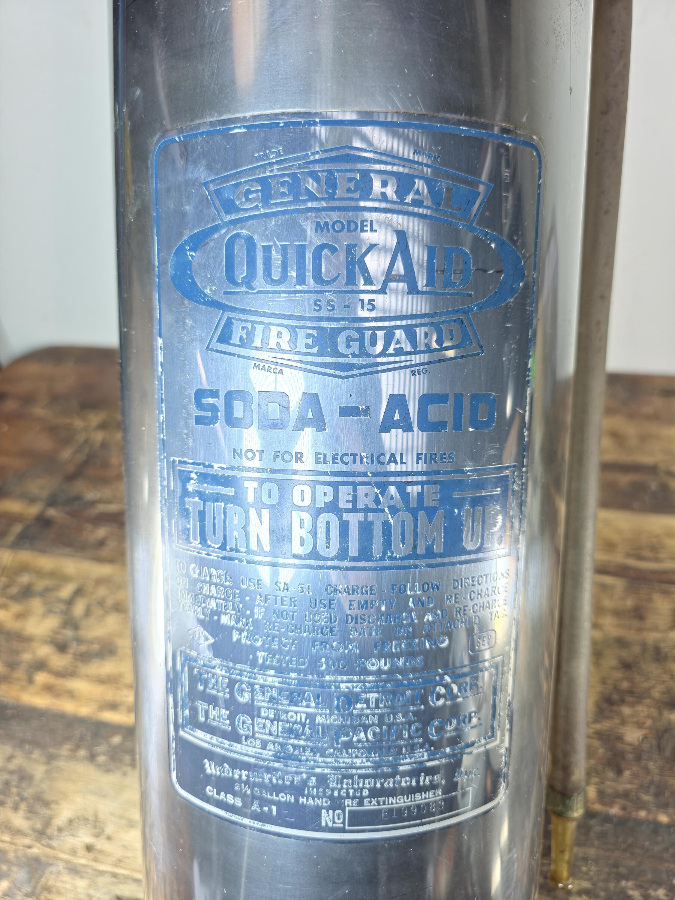 Vintage General Detroit “Quick Aid” SS-15 Soda-Acid Fire Extinguisher – 22.5"