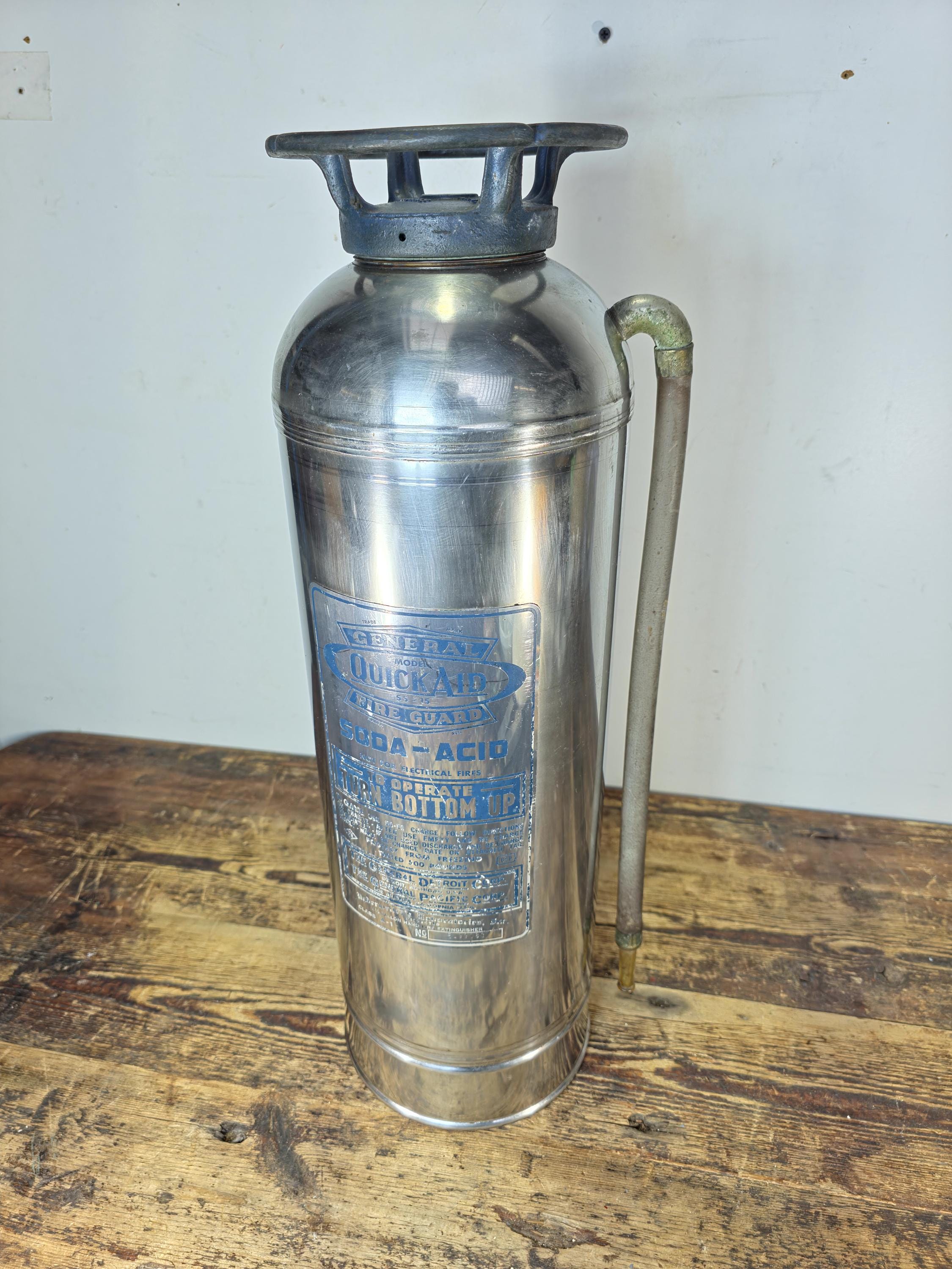 Vintage General Detroit “Quick Aid” SS-15 Soda-Acid Fire Extinguisher – 22.5"