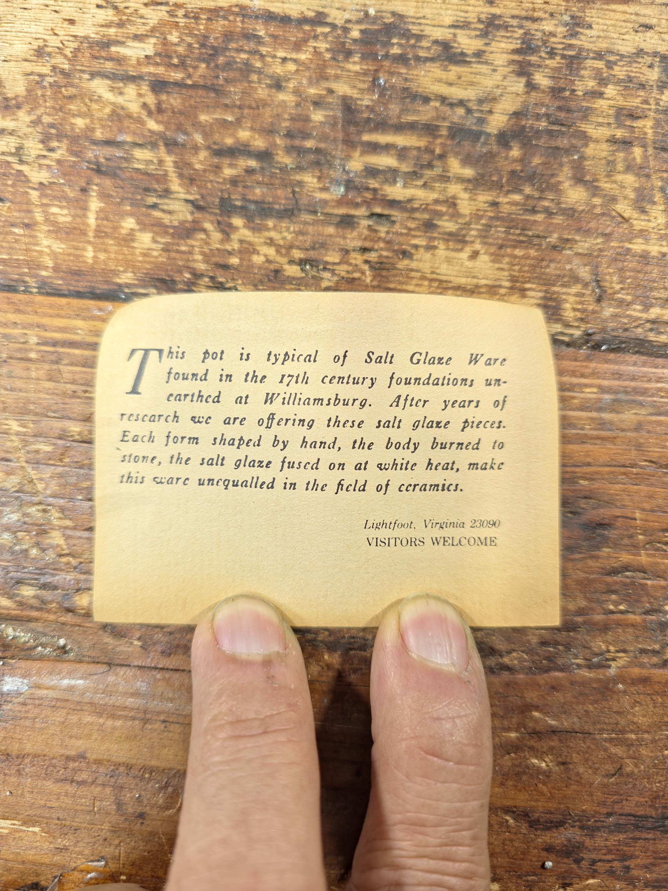 NOS Williamsburg Pottery Salt Glaze Mini Pitcher Pot Set of 3