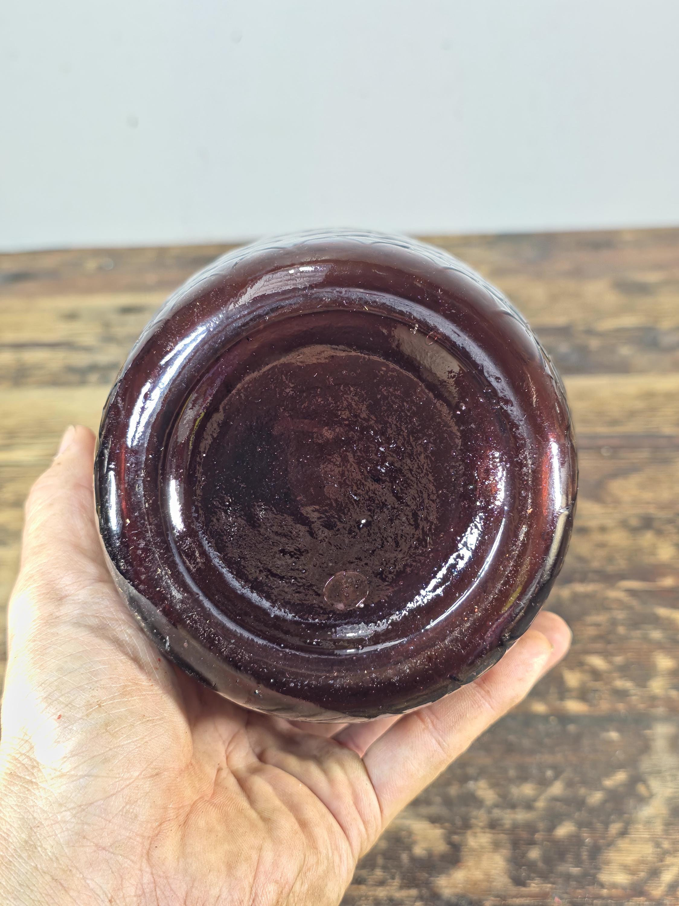 Mid-Century Amethyst Diamond Optic Glass Vase 12.5" — Empoli Style Hand-Blown