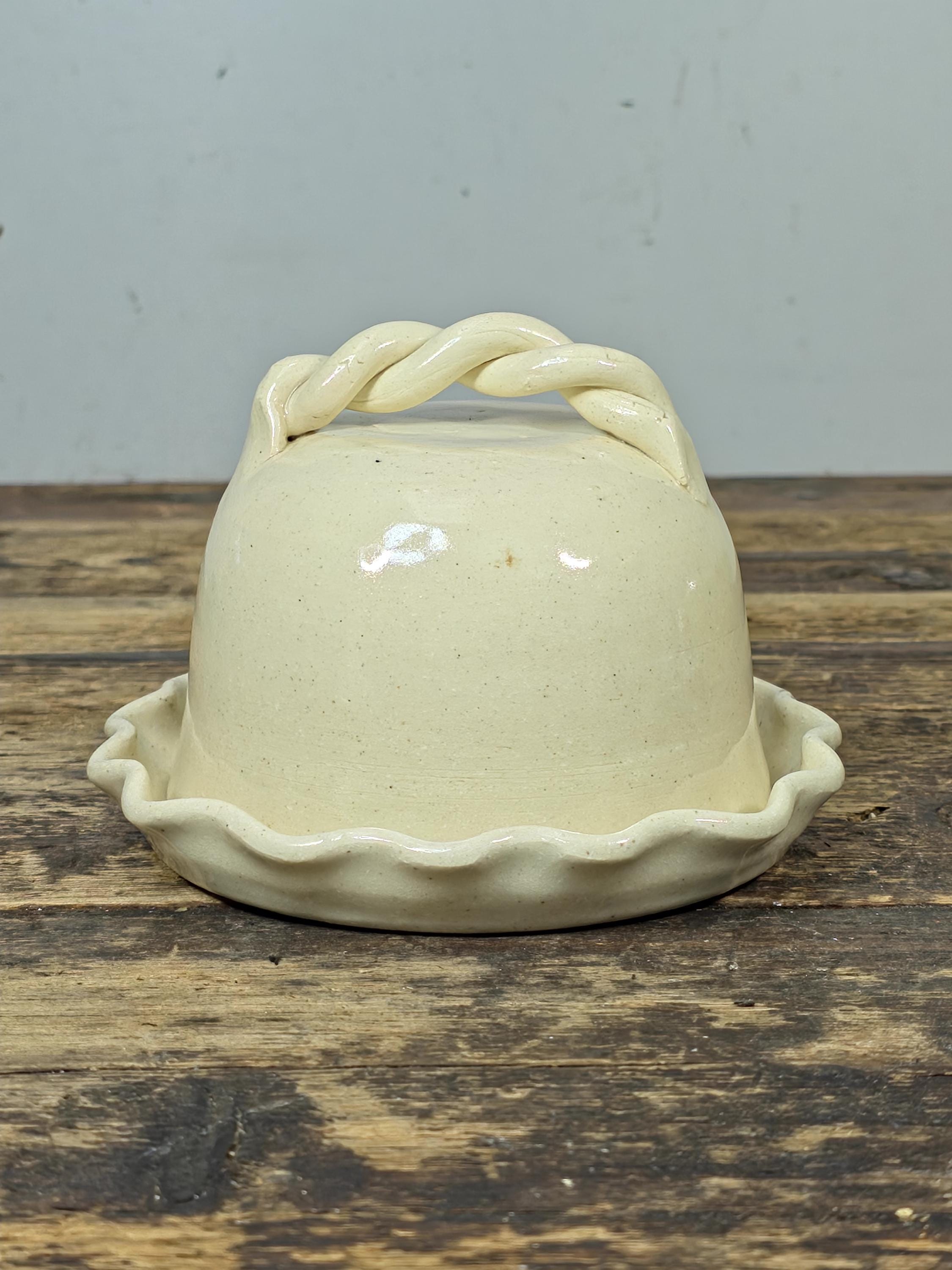 Handmade John Garrou Pottery Butter Dish Dome Old Fort NC Signed 1986