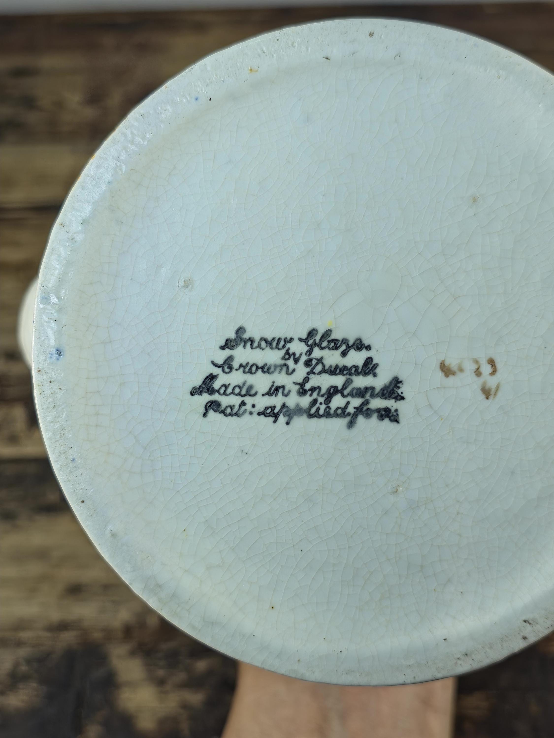 Crown Ducal Snow Glaze Coffee Pot 2lb Hand Painted Floral England Vintage