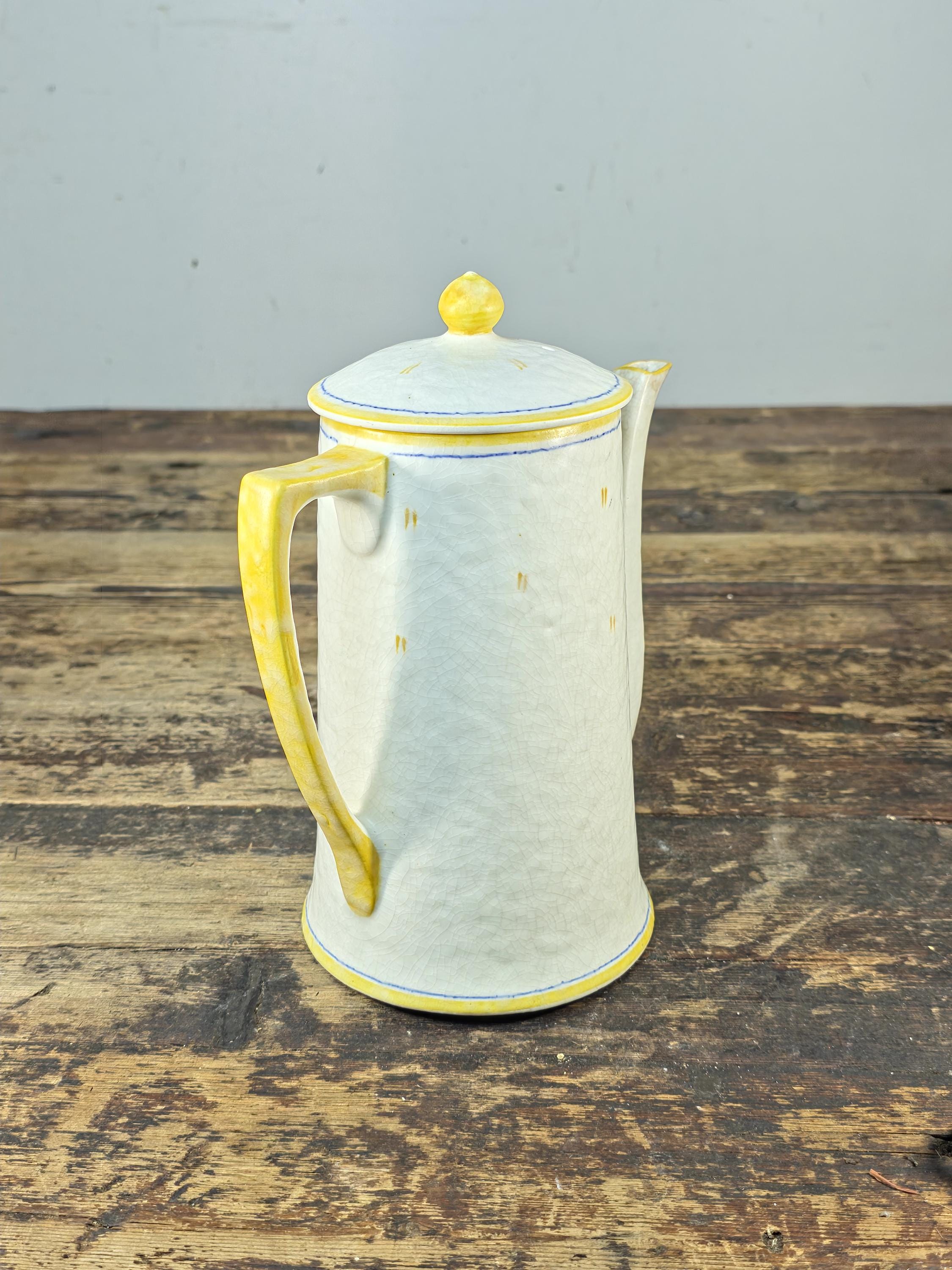 Crown Ducal Snow Glaze Coffee Pot 2lb Hand Painted Floral England Vintage