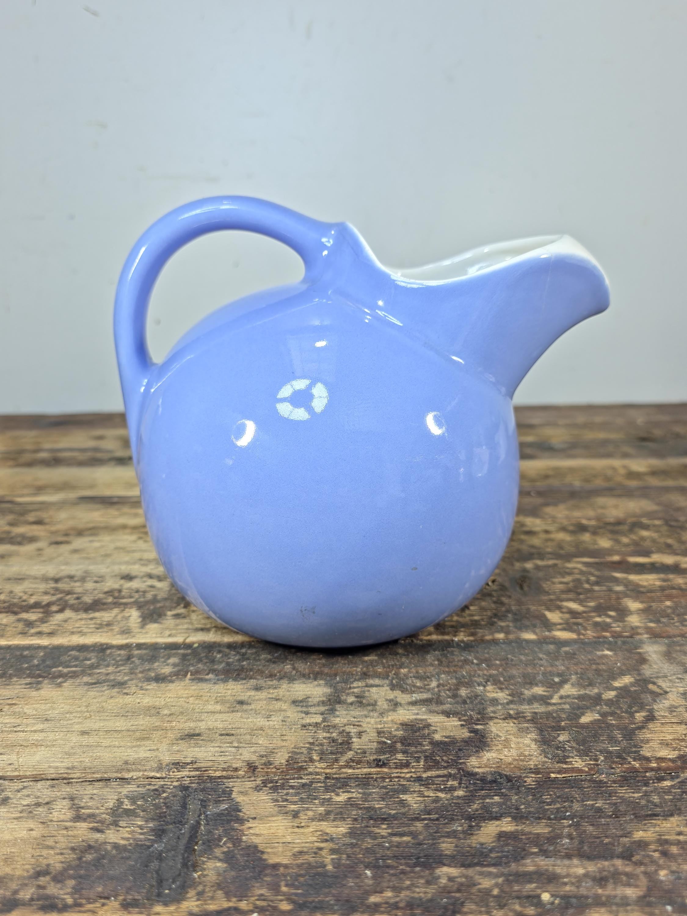 Vintage Coorsite No.937 Water Pitcher Lavender White Ceramic Jug Hairline Crack