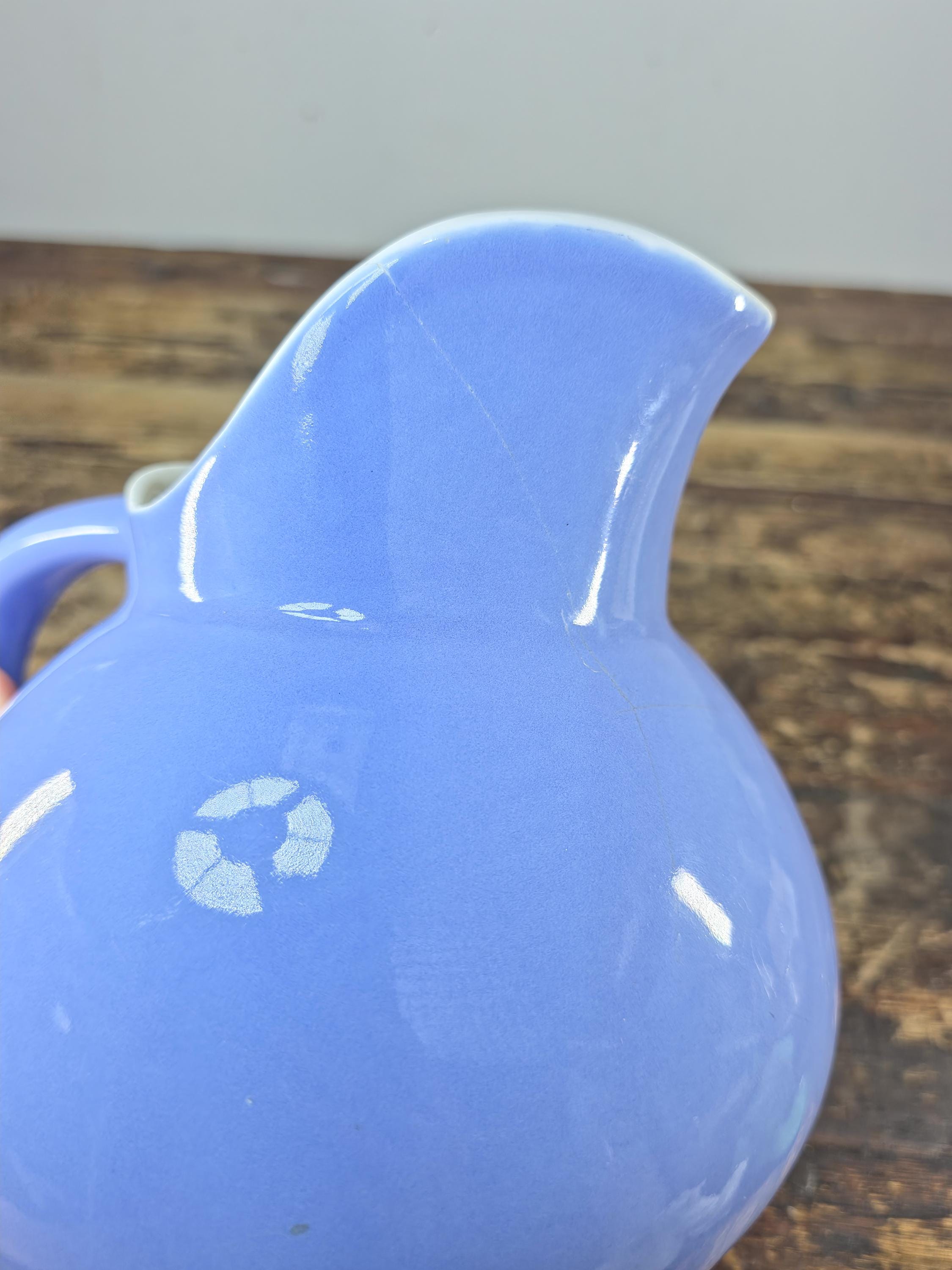 Vintage Coorsite No.937 Water Pitcher Lavender White Ceramic Jug Hairline Crack