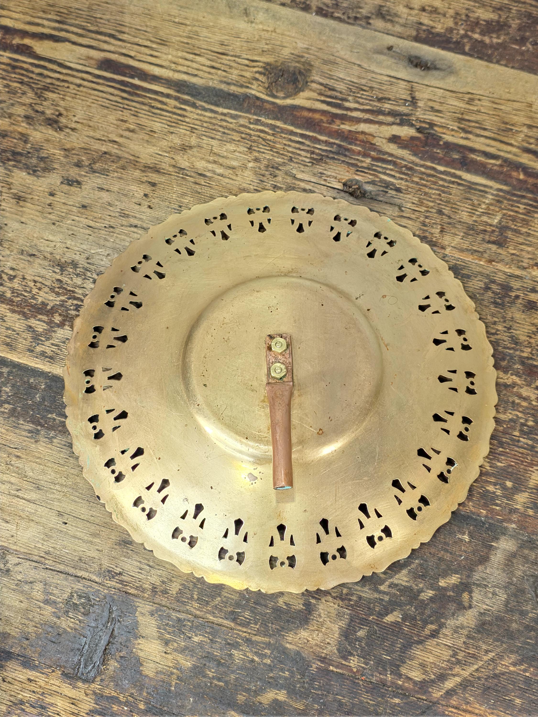 Antique Brass Pierced Wall Sconce Reflector Plate – Ornate Engraved Design 9.25"