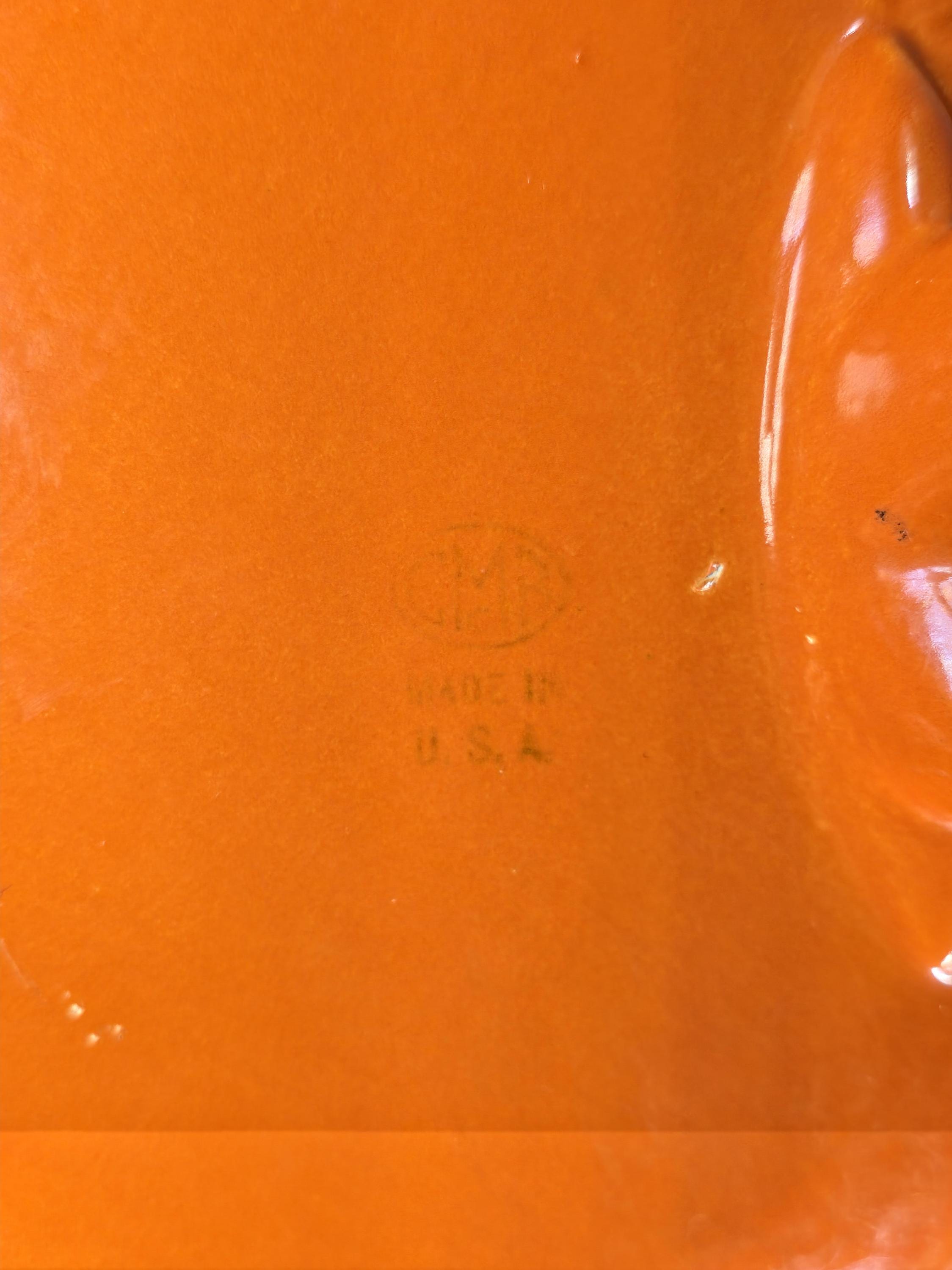 Vintage GMB USA Footed Ceramic Bowl / Planter – Orange Mid-Century