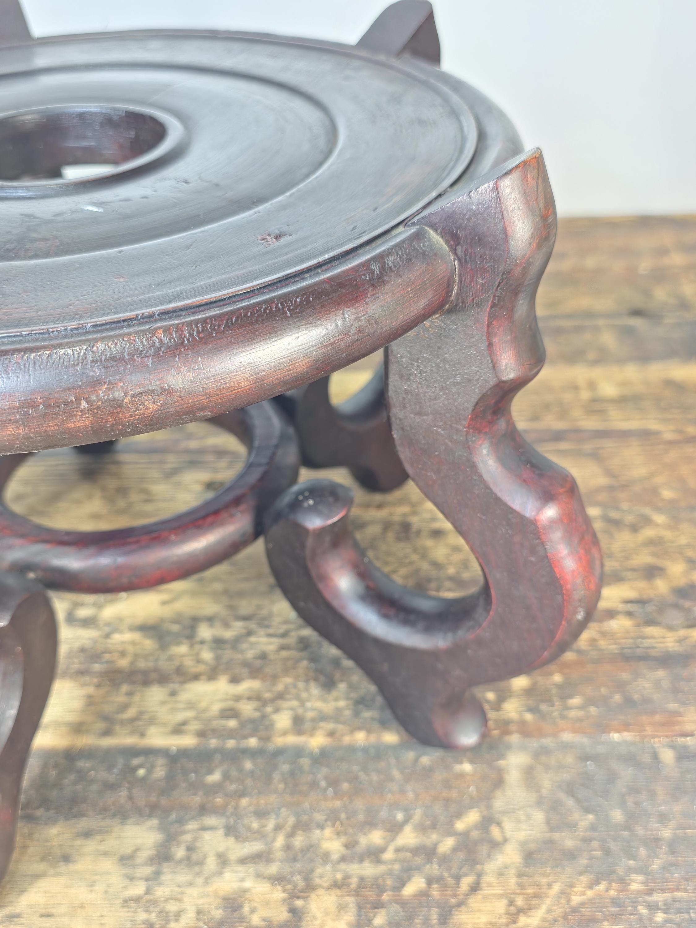 Vintage Asian Carved Wood Display Stand 15" Large Base – Usable Space 11"