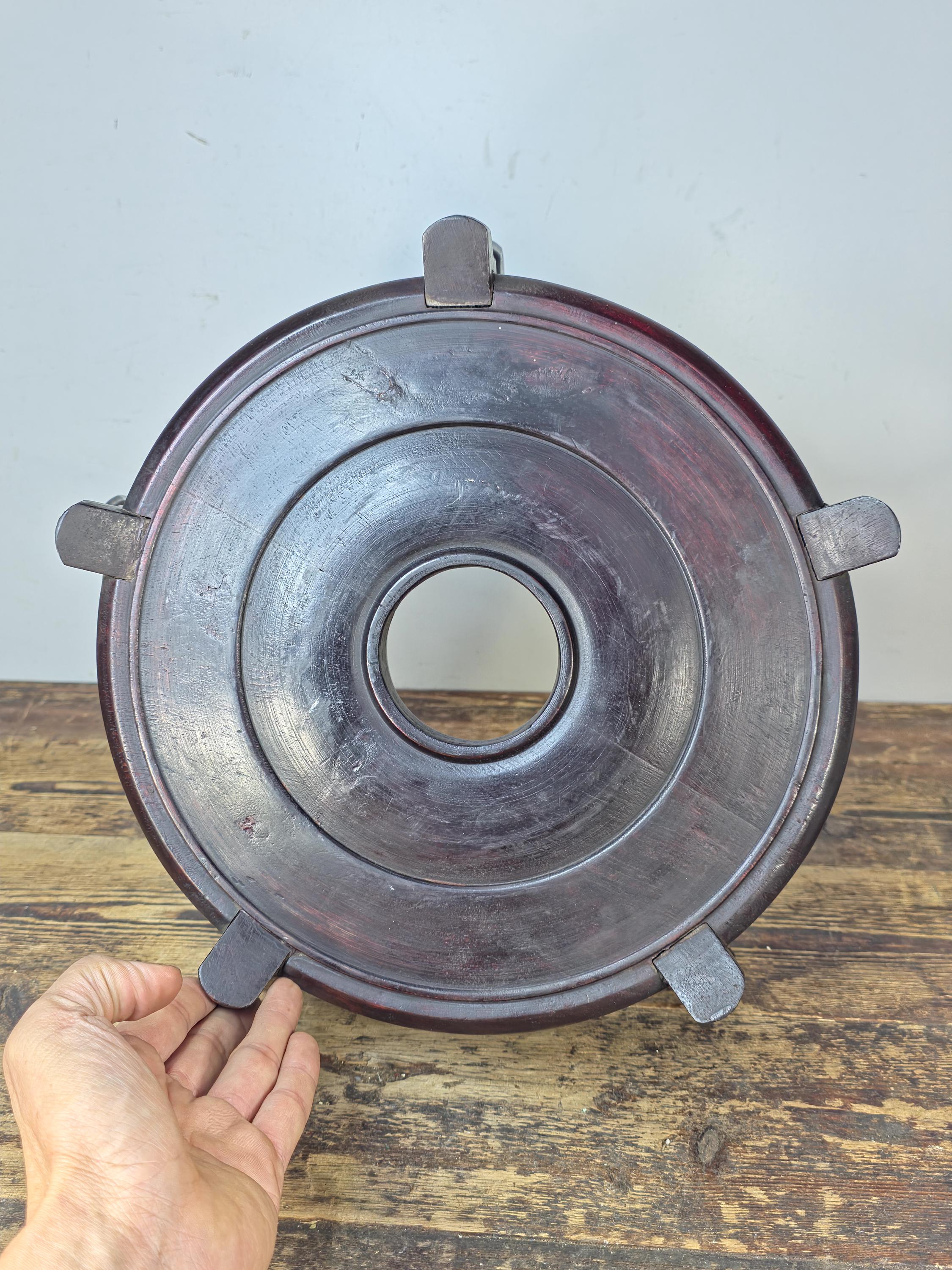 Vintage Asian Carved Wood Display Stand 15" Large Base – Usable Space 11"