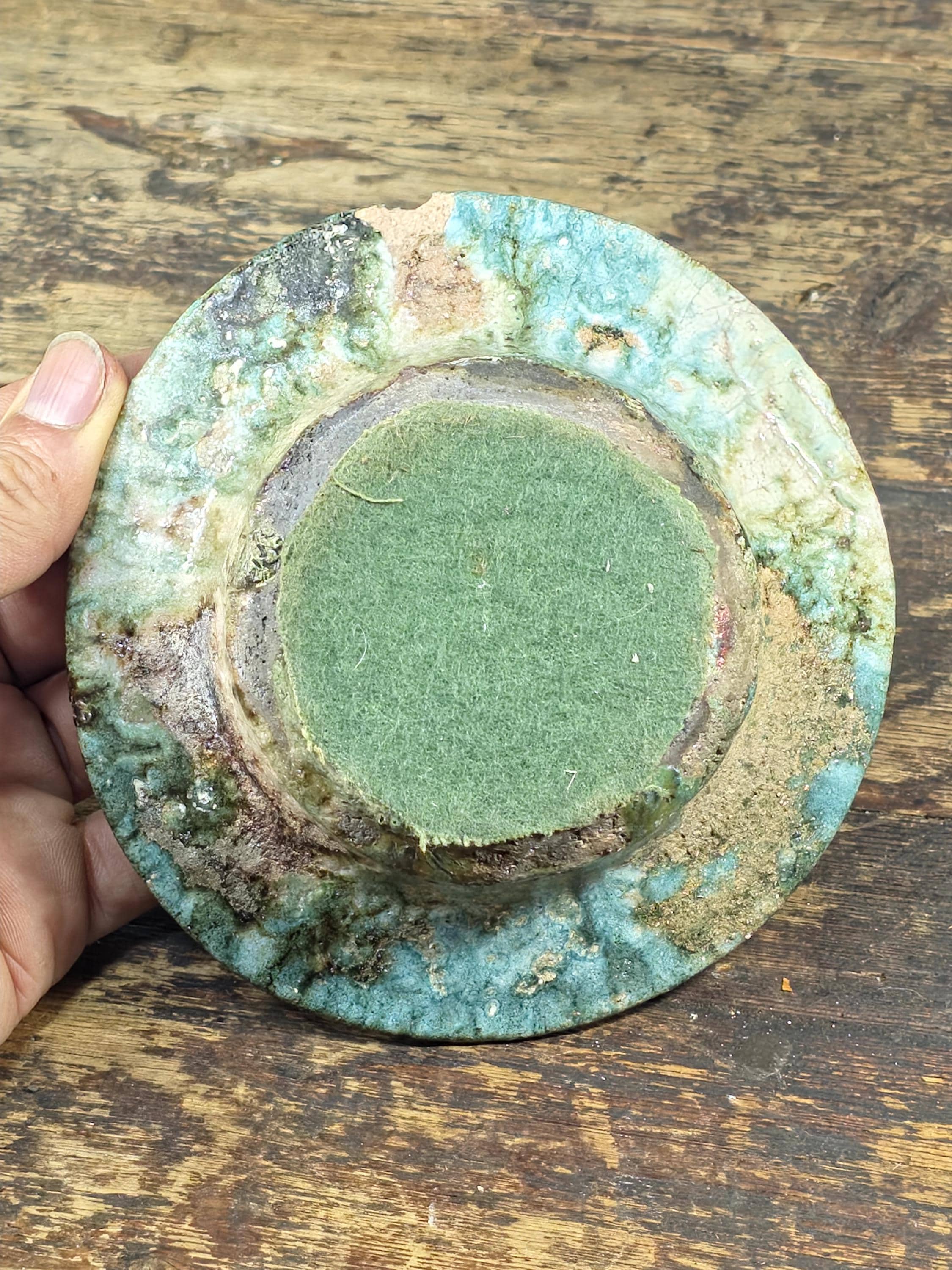 Vintage Green-Glazed Studio Pottery Small Bowl / Dish / Ashtray 5" Dia × 1.5" H