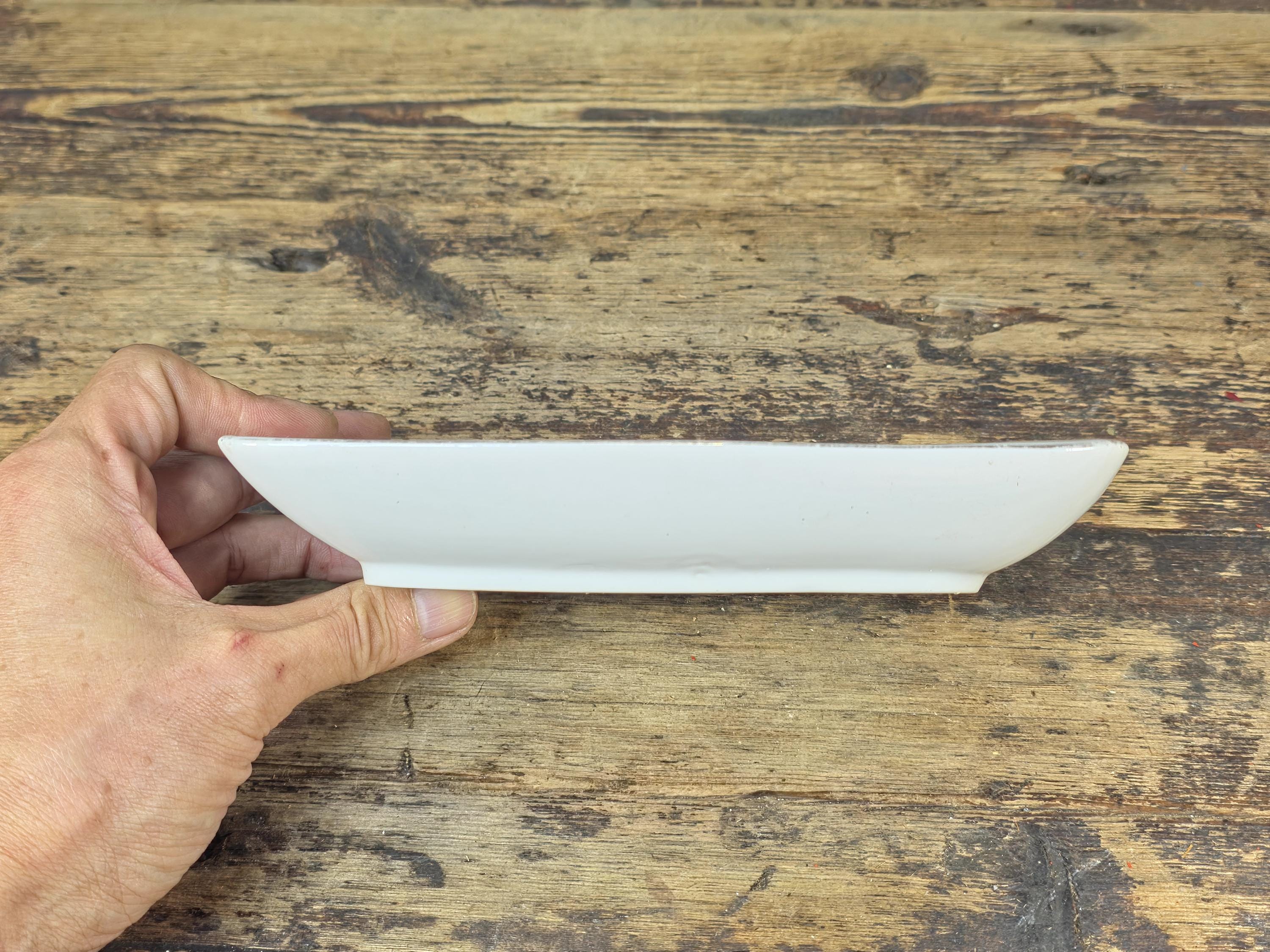 Kutani Japan White Porcelain Ashtray with Raised Chrysanthemum & Silver Trim