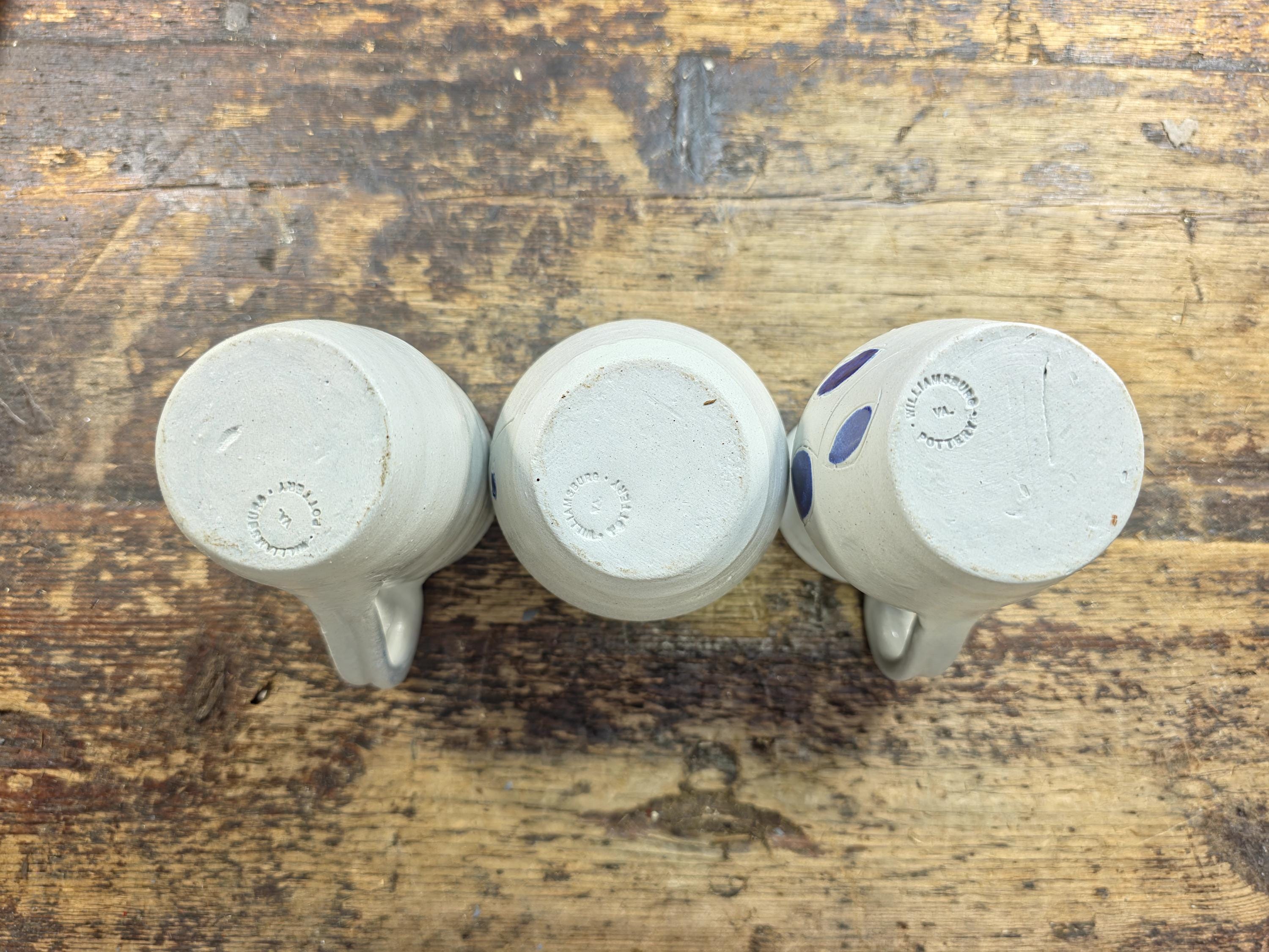 NOS Williamsburg Pottery Salt Glaze Mini Pitcher Pot Set of 3