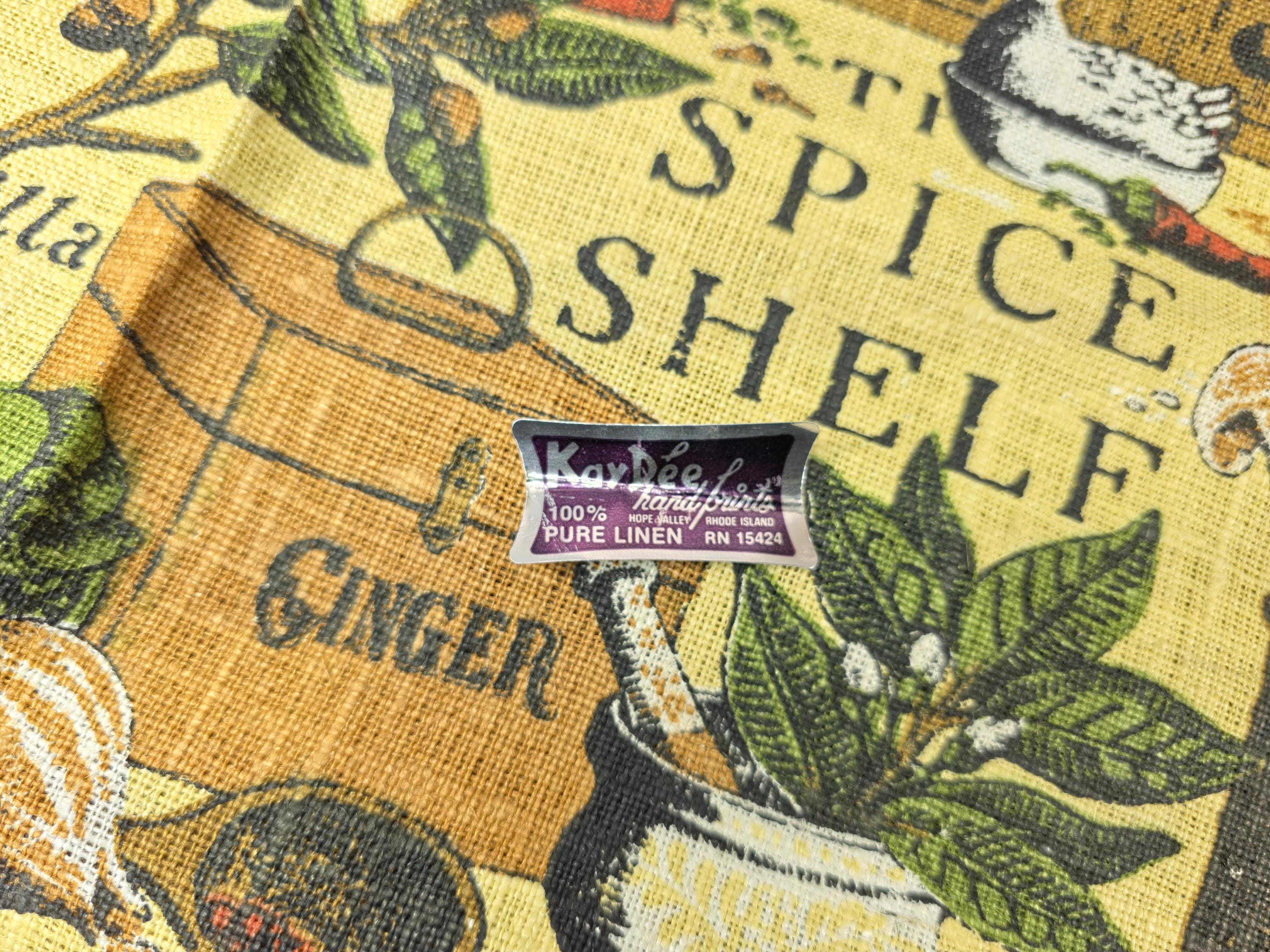Vintage Kay Dee “The Spice Shelf” Pure Linen Tea Towel 1970s