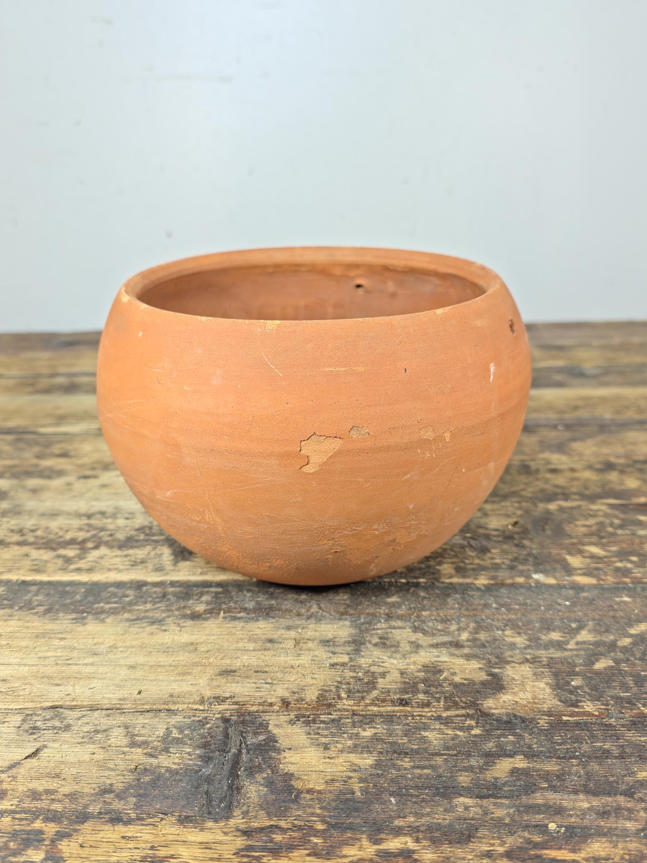 Vintage Terracotta Hanging Planter Pot – 1970s–1990s – 8" Diameter
