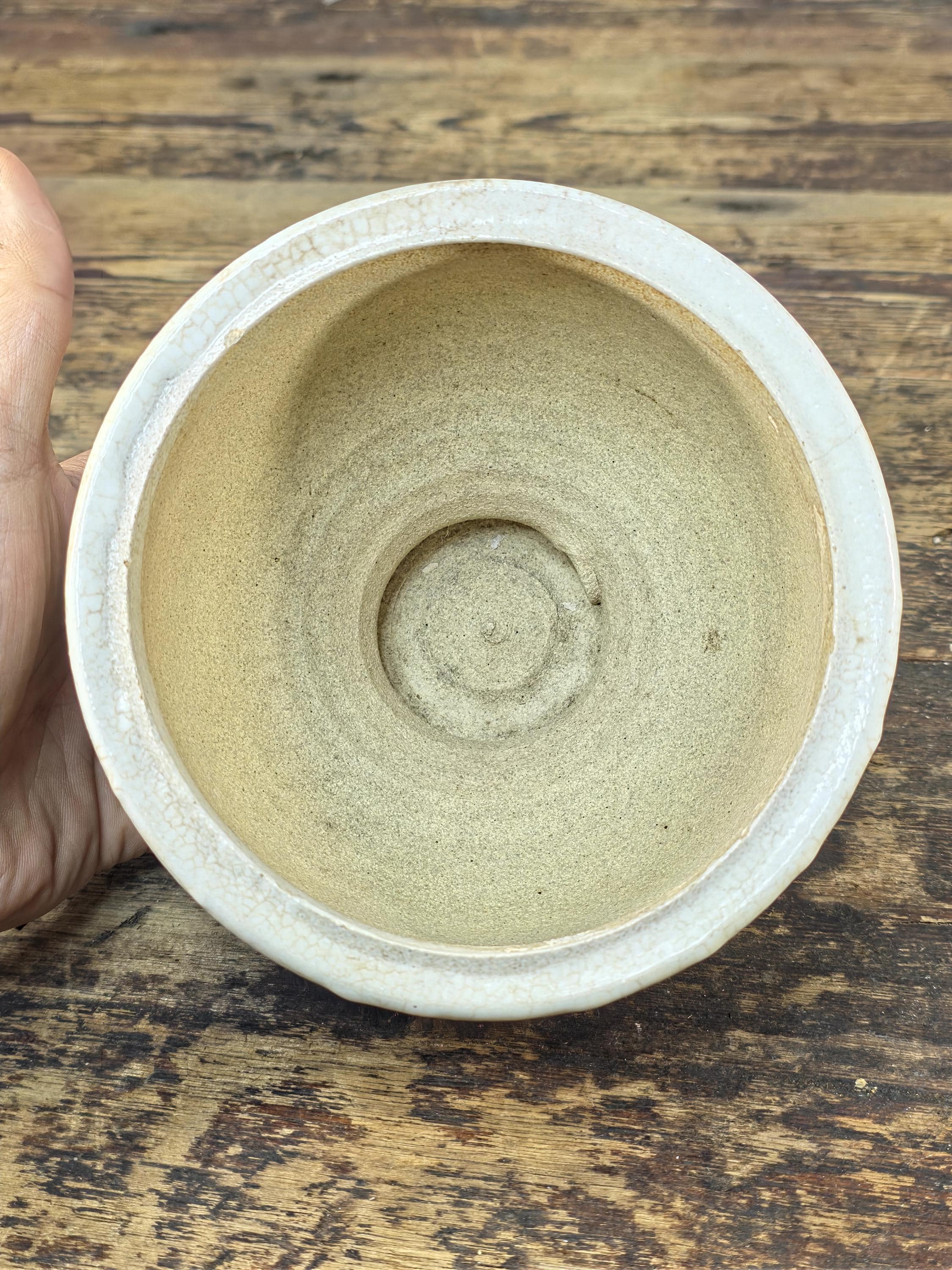 Vintage Hand-Painted Ceramic Planter with Saucer – Floral Design, 1990s