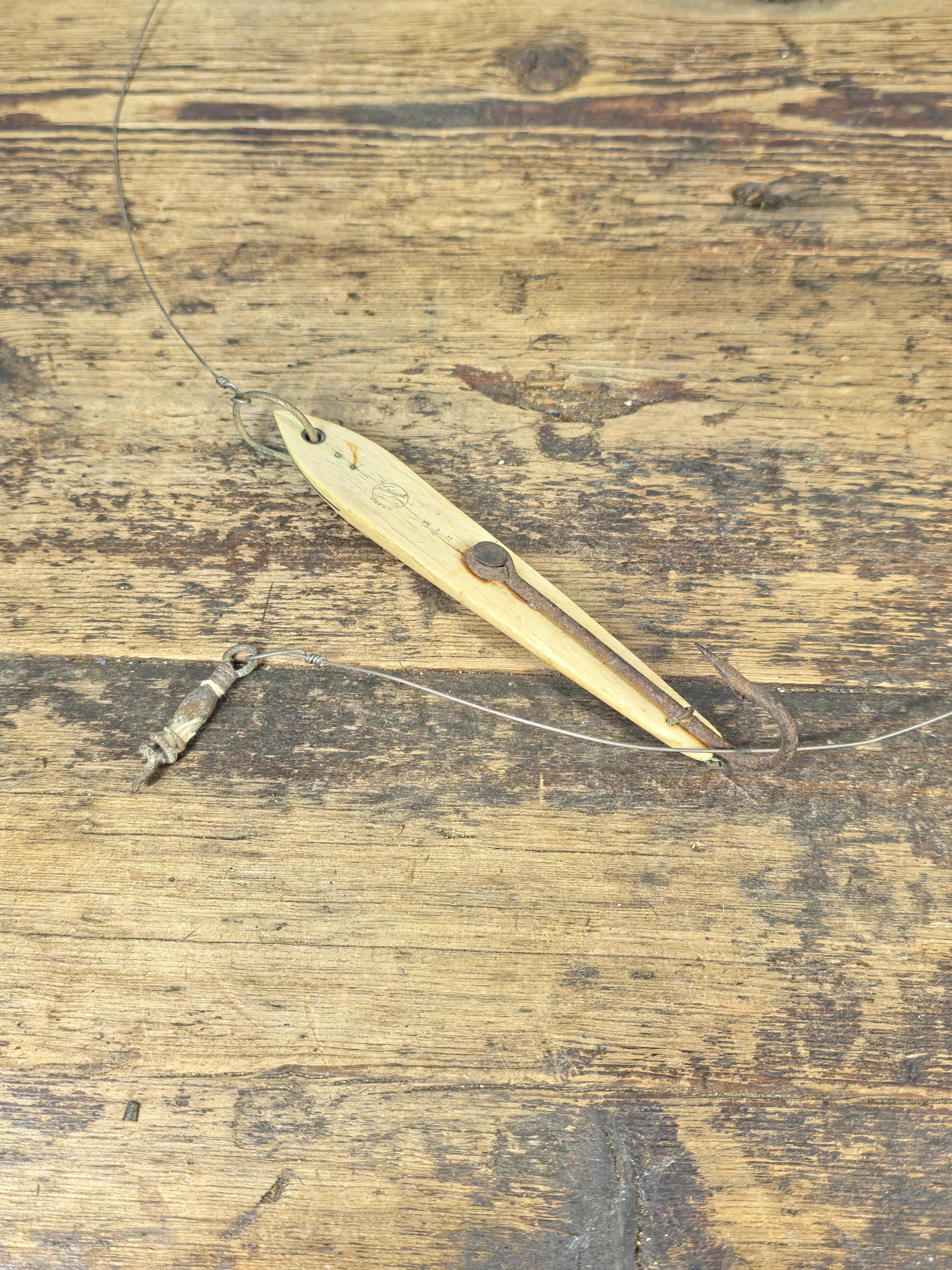 Vintage National Brand Tackle Japan Bone Tuna Jig 6" — Wooden Fishing Lure