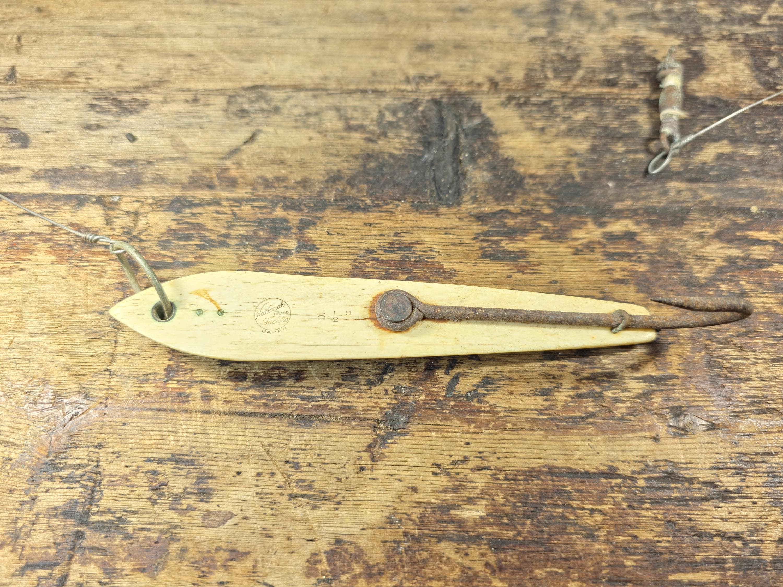 Vintage National Brand Tackle Japan Bone Tuna Jig 6" — Wooden Fishing Lure