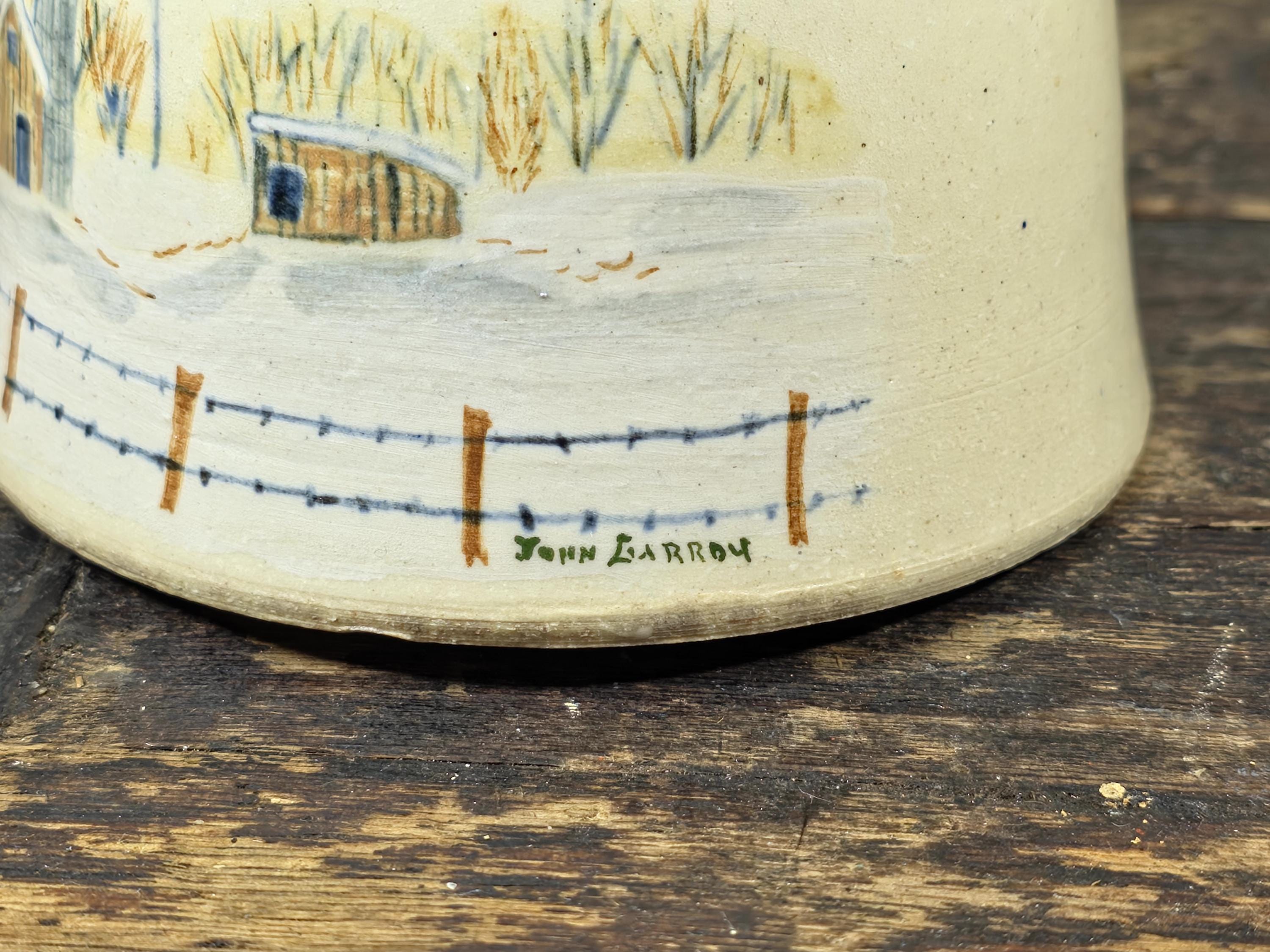 Handmade John Garrou Pottery Butter Dish Dome Old Fort NC Signed 1986