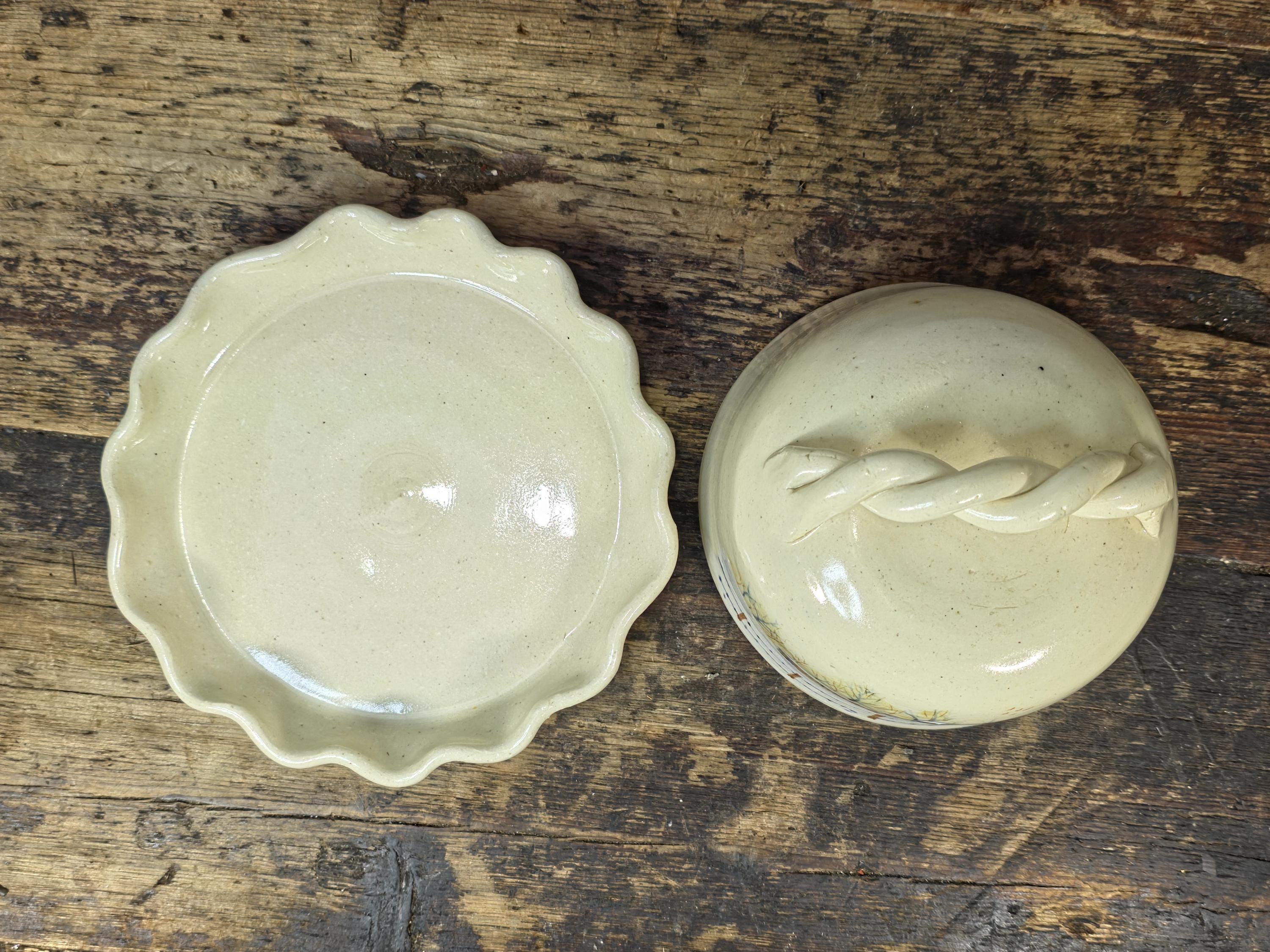 Handmade John Garrou Pottery Butter Dish Dome Old Fort NC Signed 1986