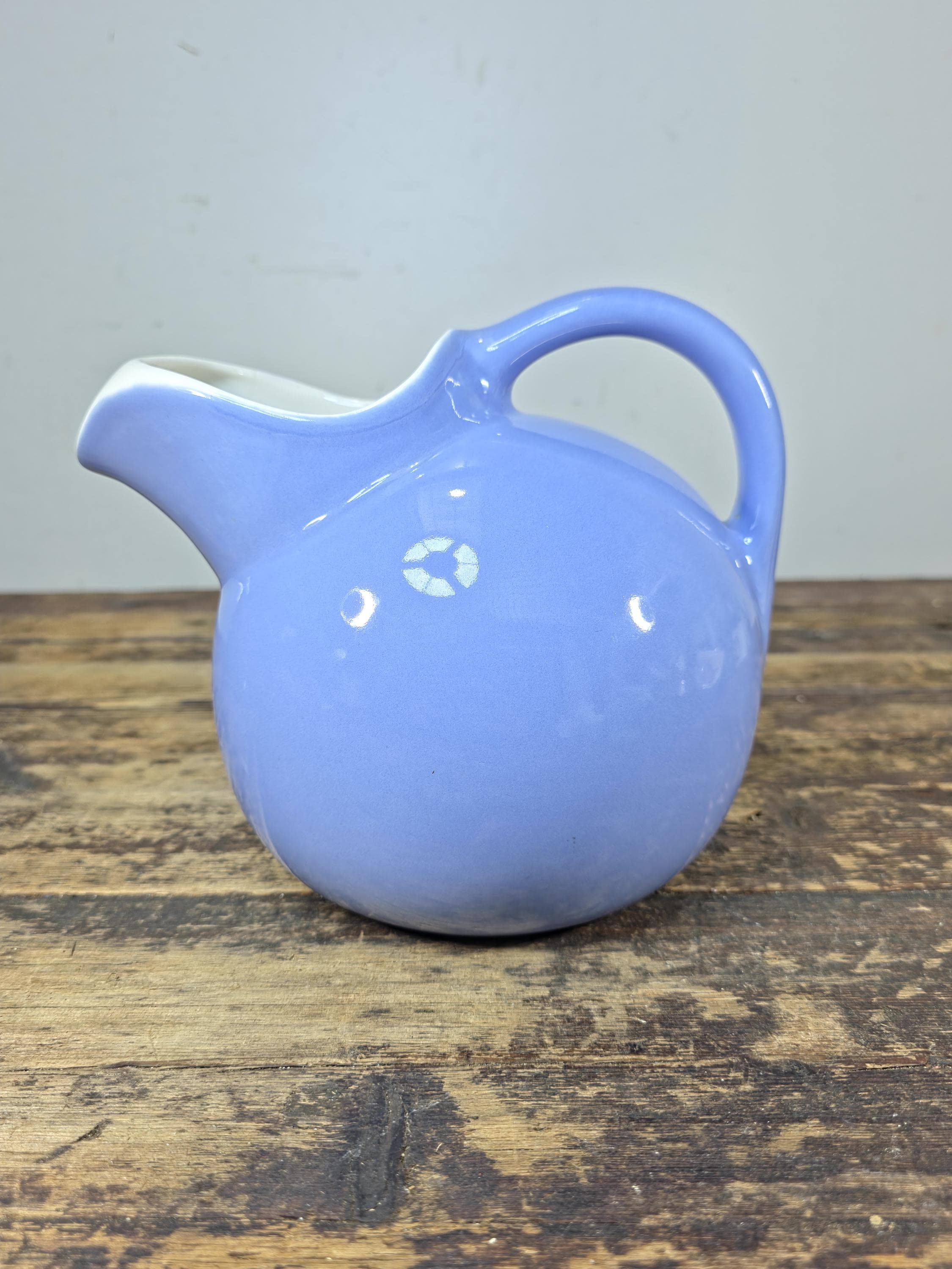 Vintage Coorsite No.937 Water Pitcher Lavender White Ceramic Jug Hairline Crack