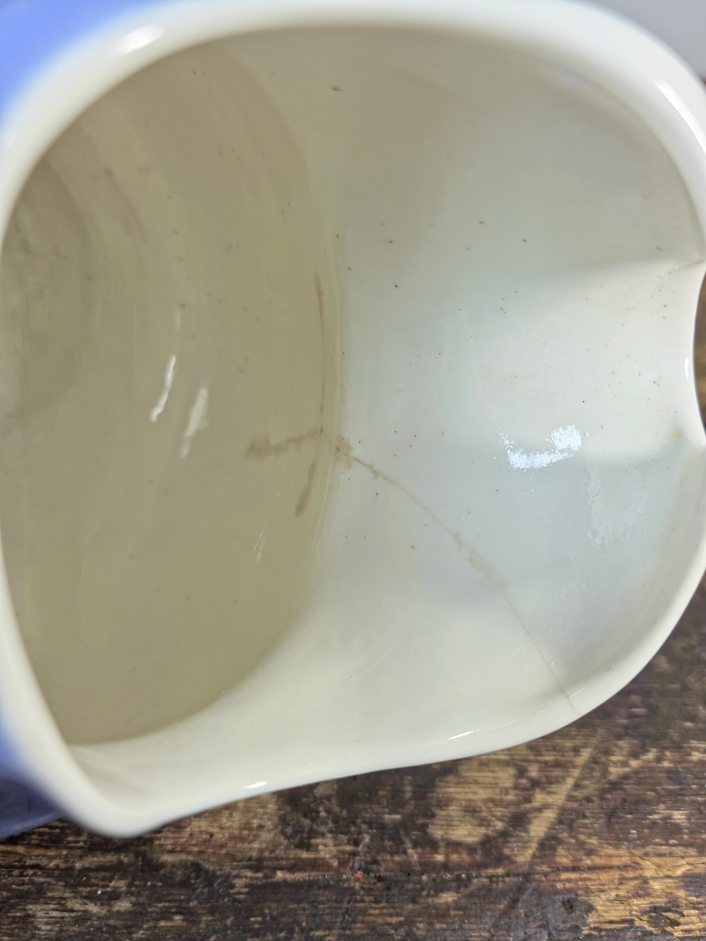 Vintage Coorsite No.937 Water Pitcher Lavender White Ceramic Jug Hairline Crack