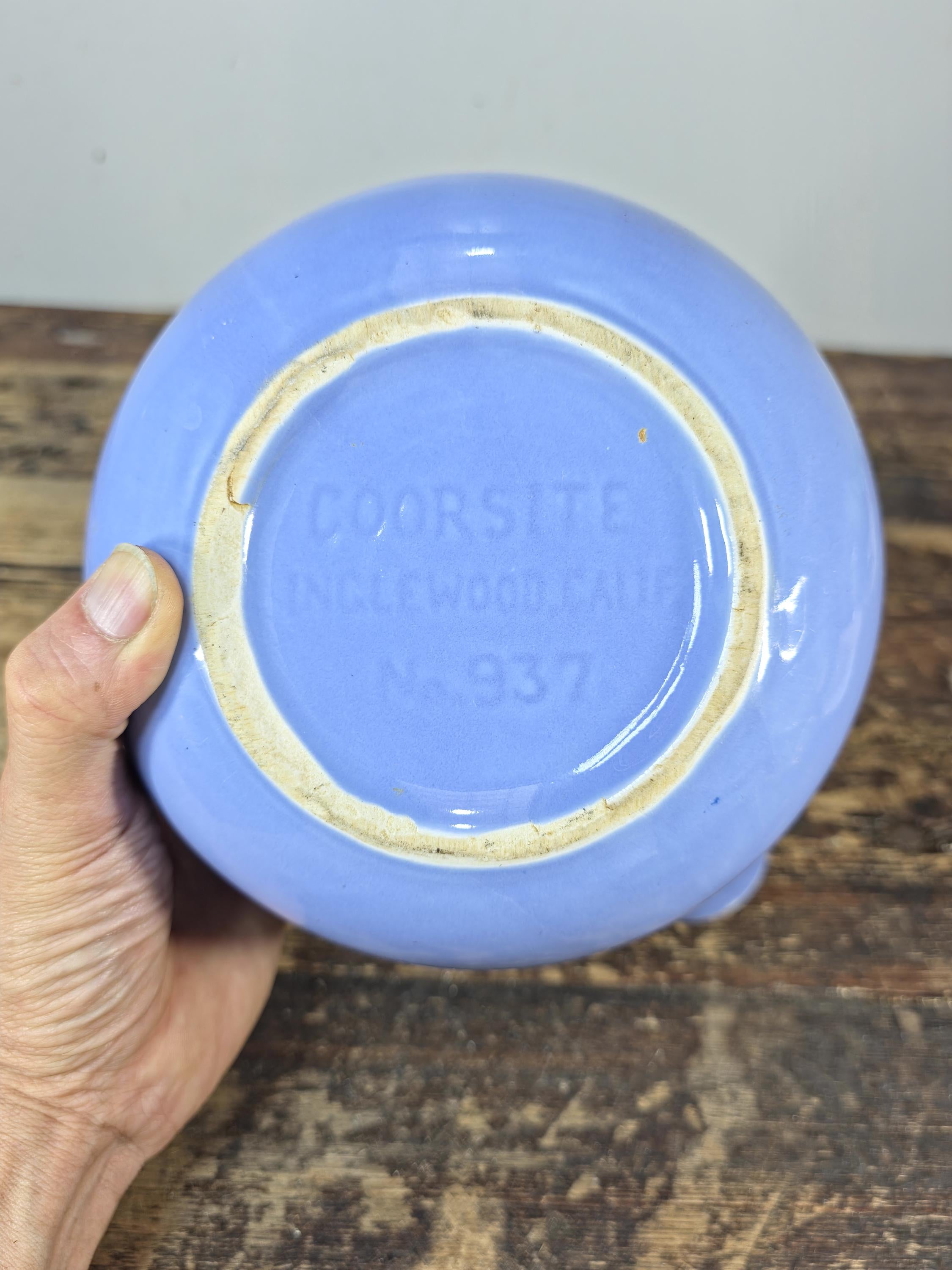 Vintage Coorsite No.937 Water Pitcher Lavender White Ceramic Jug Hairline Crack