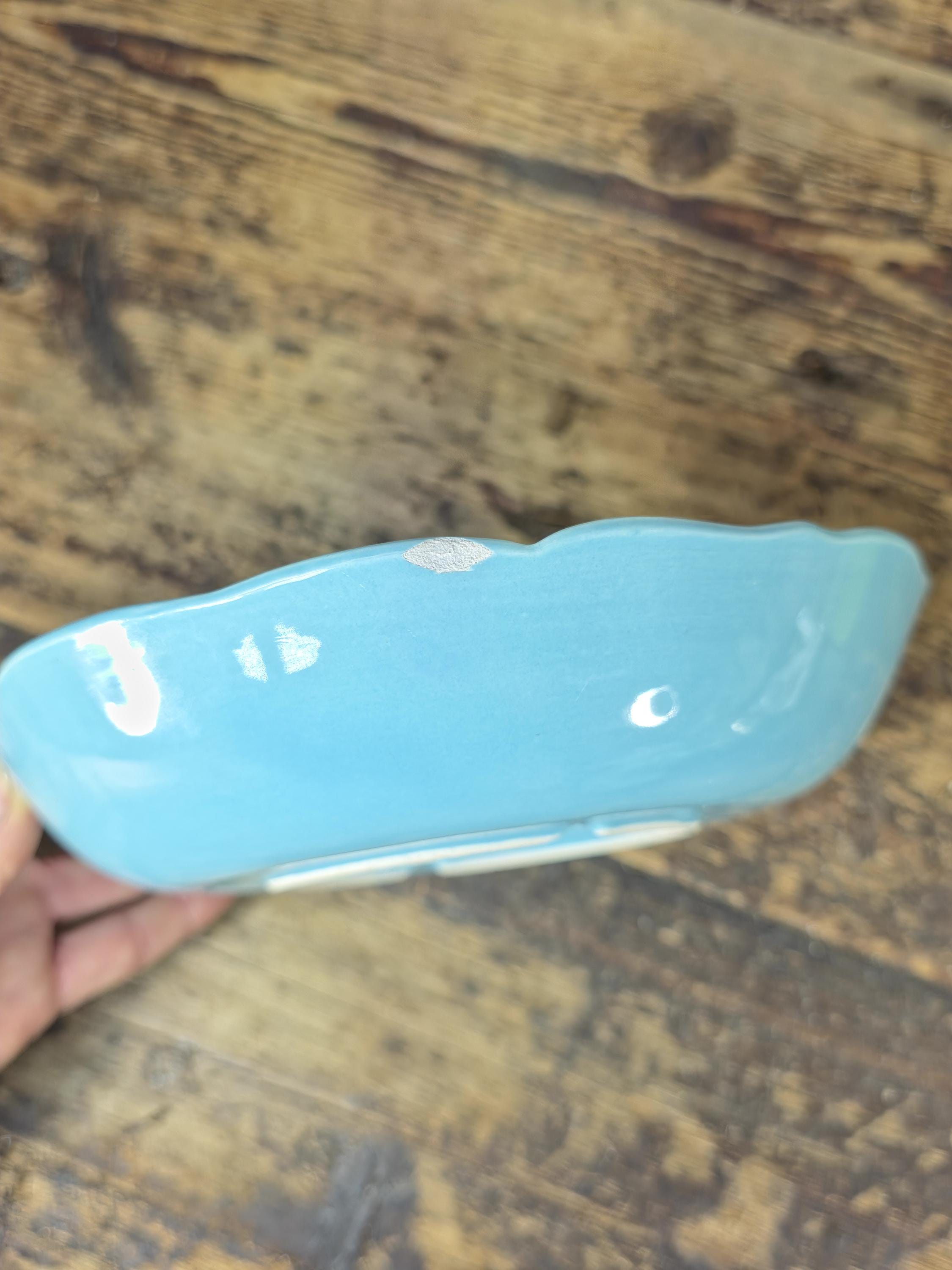 Maurice of California Turquoise Ceramic Plate 8" Mid Century Modern Dish USA