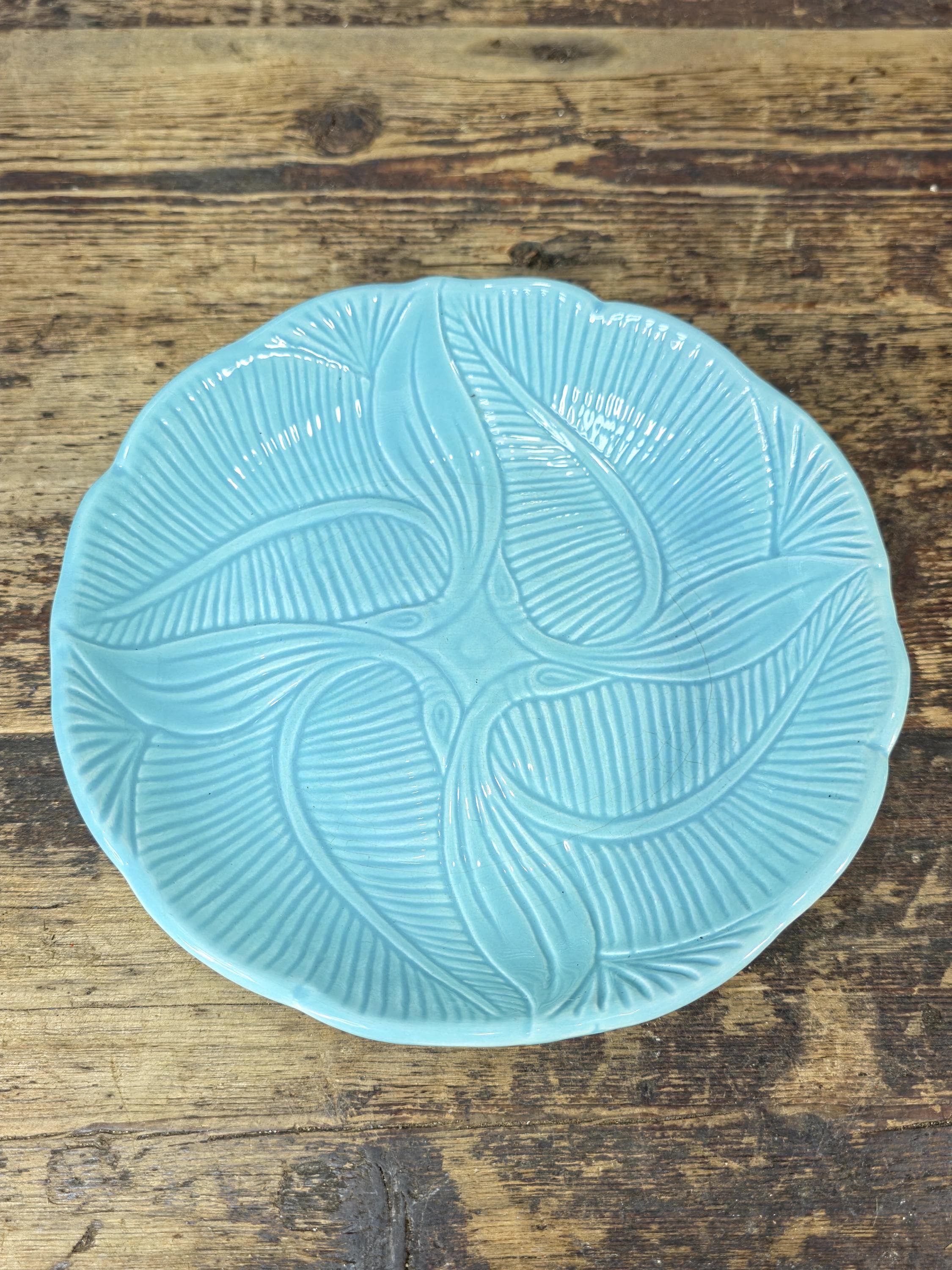 Maurice of California Turquoise Ceramic Plate 8" Mid Century Modern Dish USA