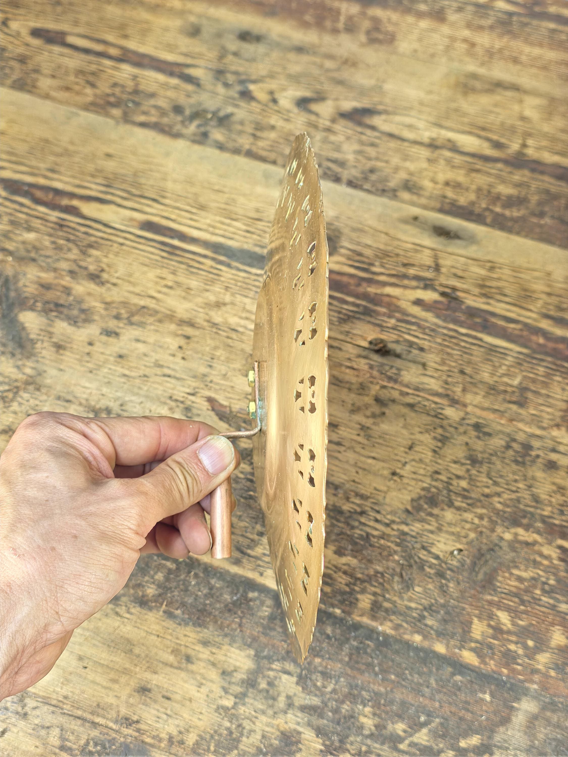 Antique Brass Pierced Wall Sconce Reflector Plate – Ornate Engraved Design 9.25"