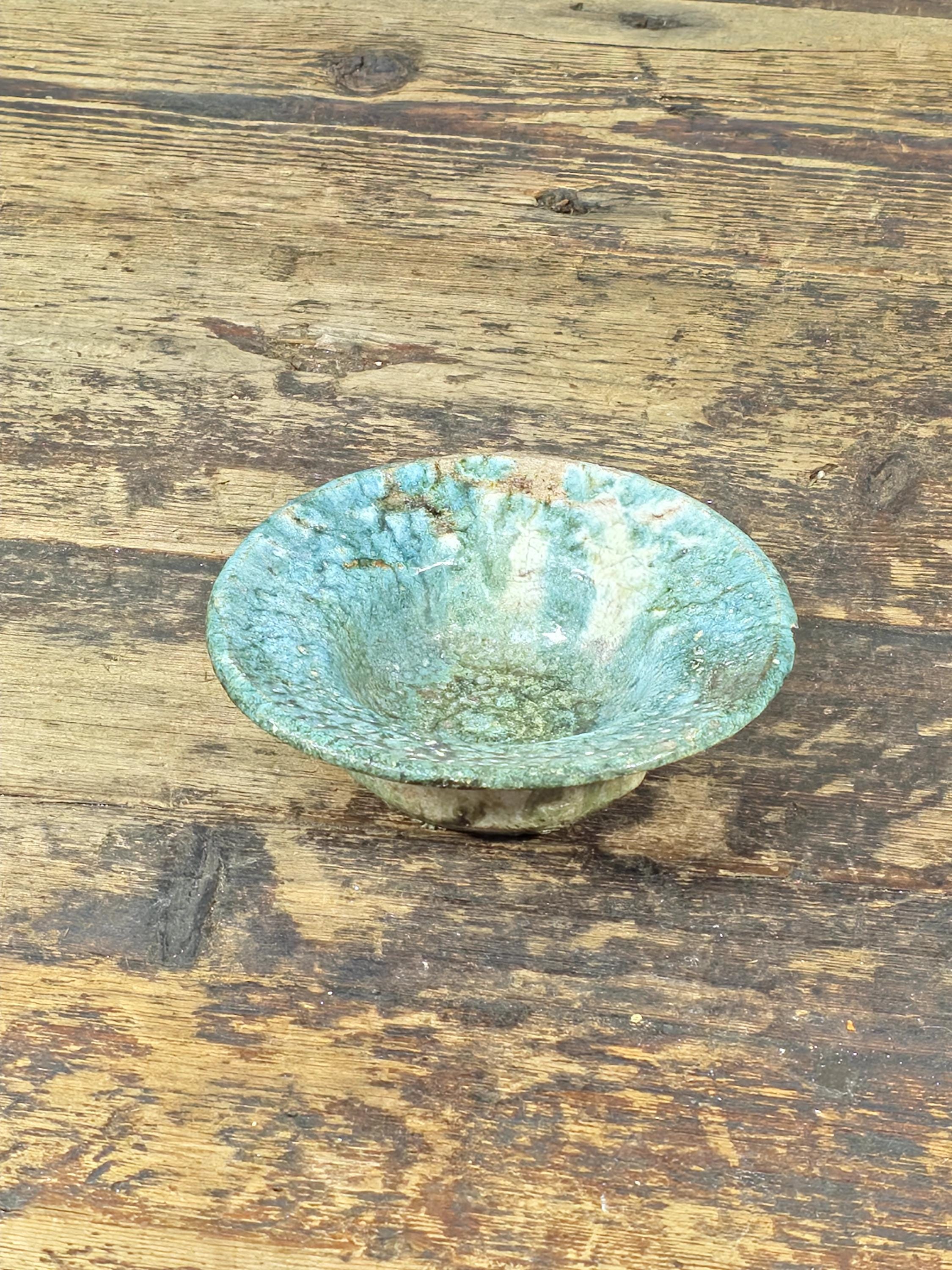 Vintage Green-Glazed Studio Pottery Small Bowl / Dish / Ashtray 5" Dia × 1.5" H