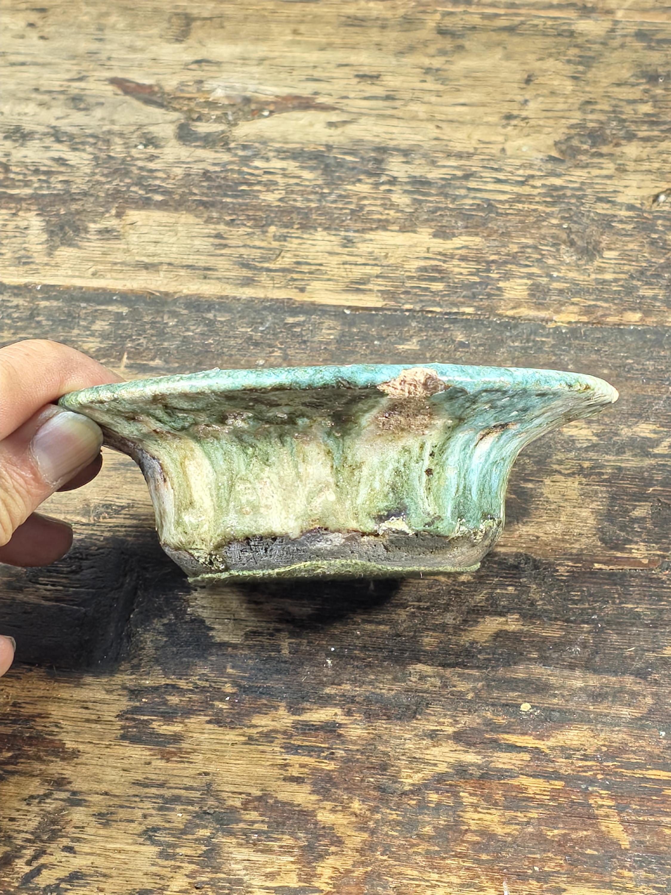 Vintage Green-Glazed Studio Pottery Small Bowl / Dish / Ashtray 5" Dia × 1.5" H