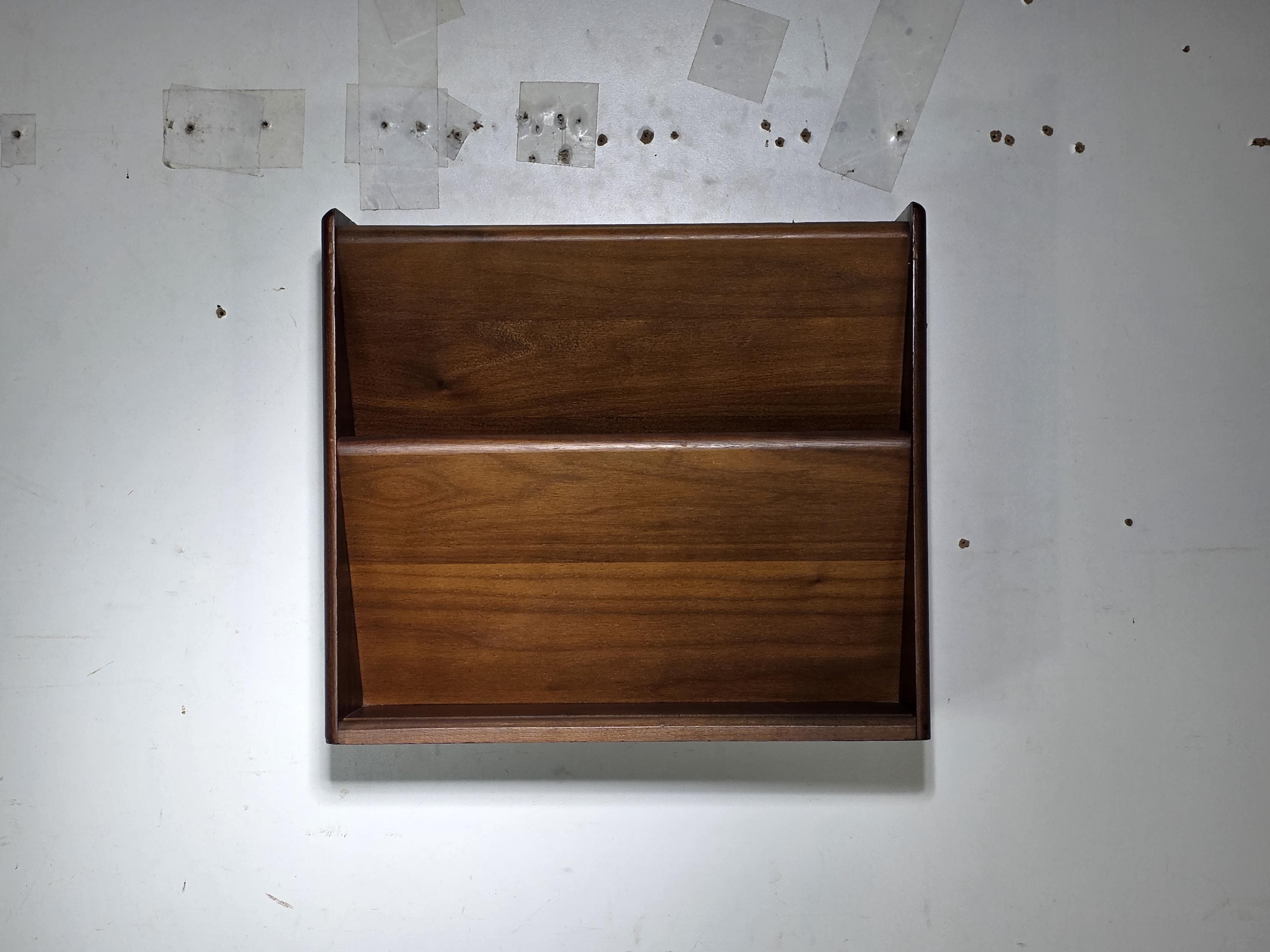 Mid-Century Modern Walnut Wall-Mounted Document Organizer