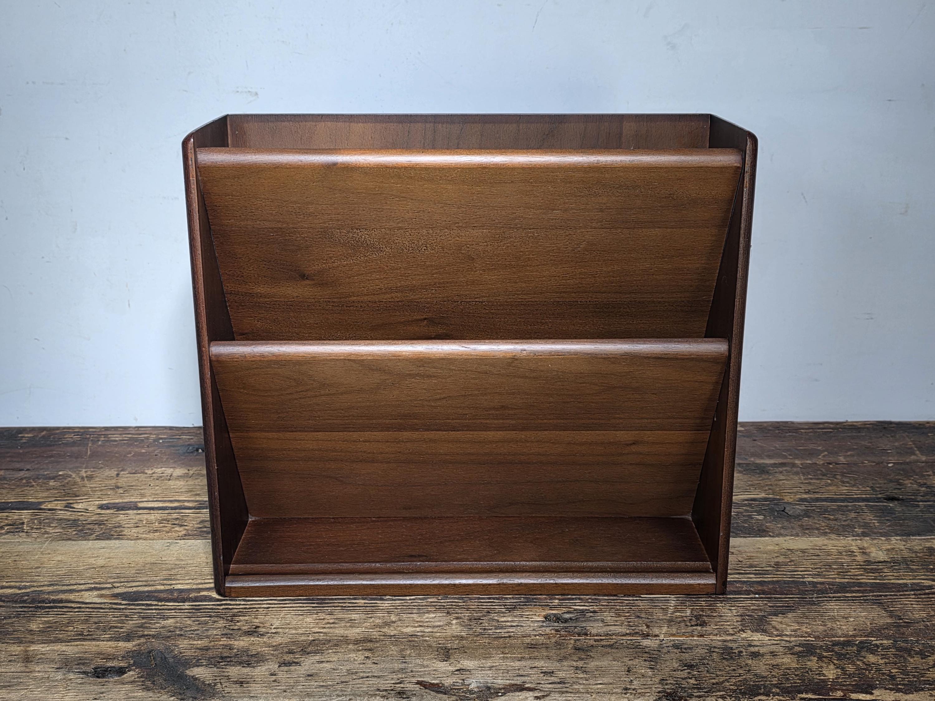 Mid-Century Modern Walnut Wall-Mounted Document Organizer