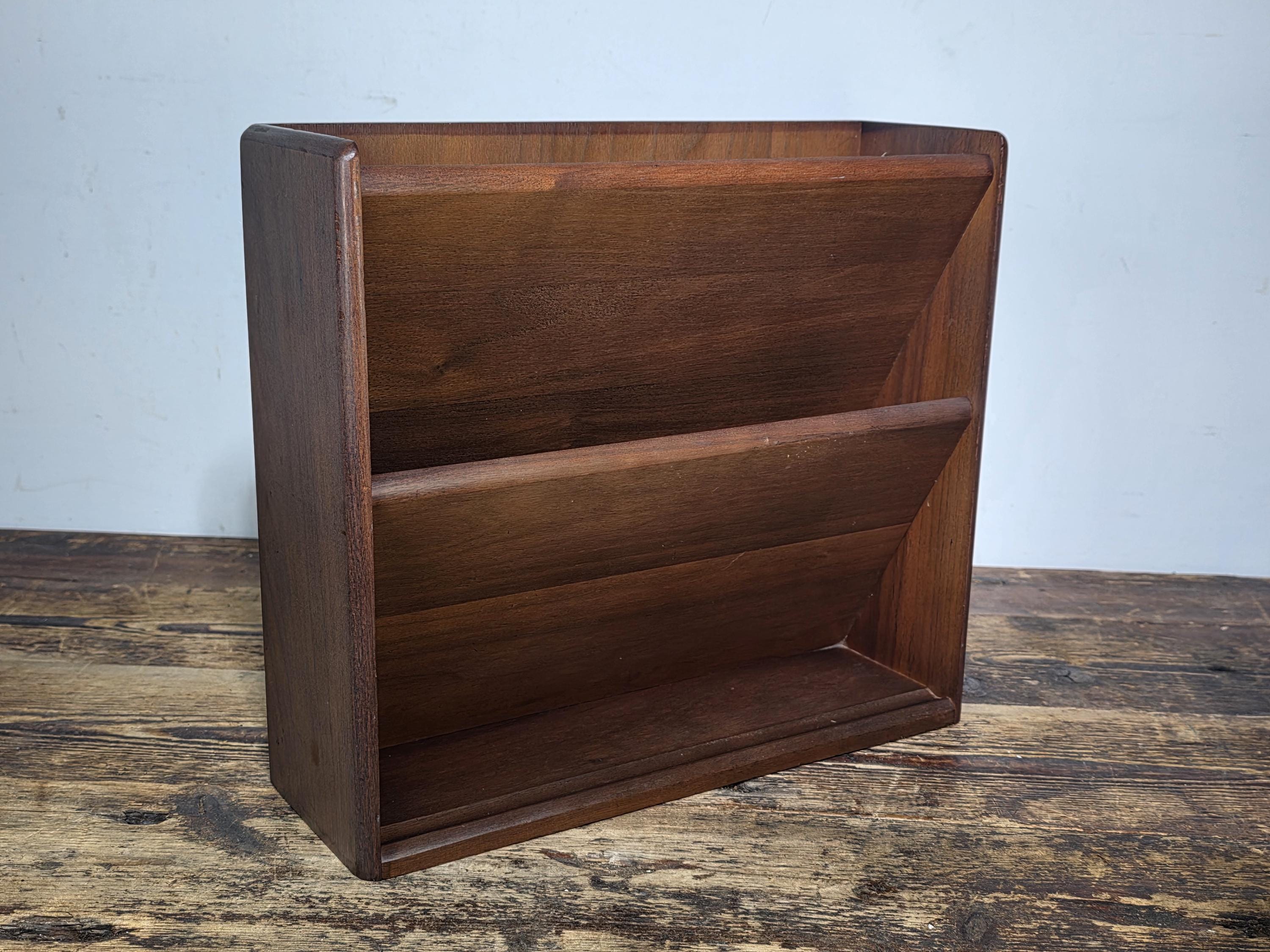 Mid-Century Modern Walnut Wall-Mounted Document Organizer