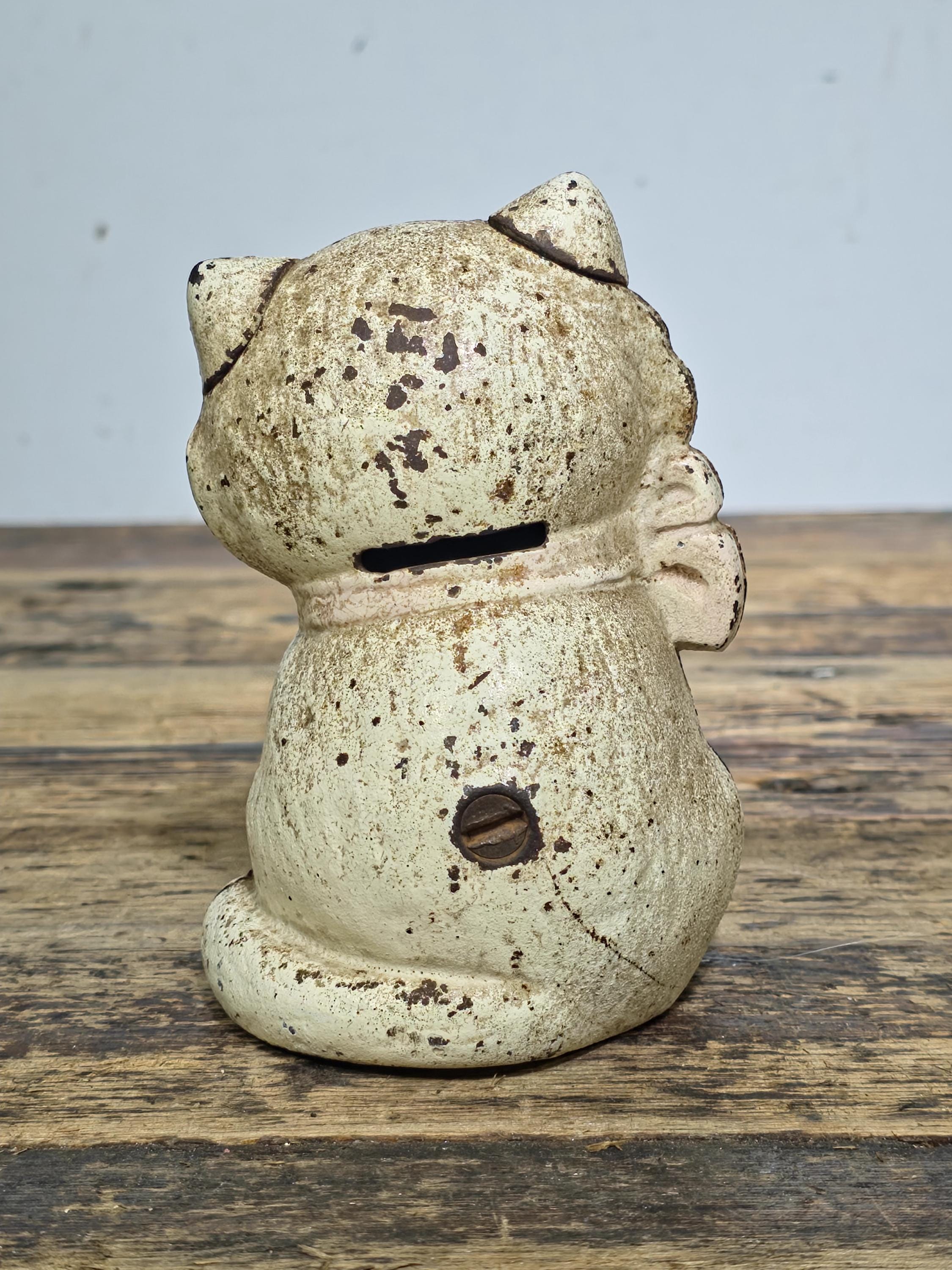 Hubley Cast Iron Cat Coin Bank #820 c.1920s–30s Original Vintage USA