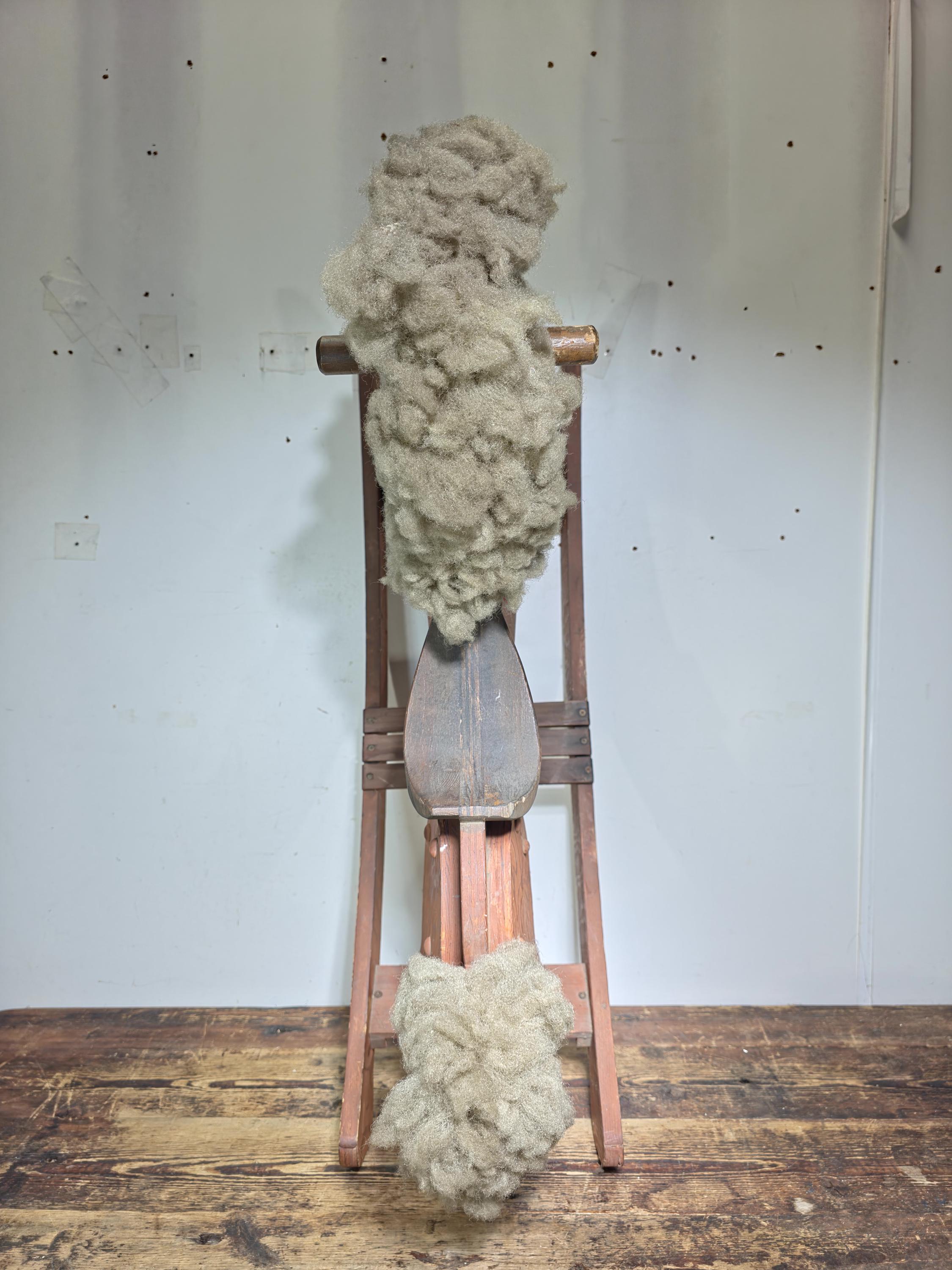 Large Wooden Rocking Horse with Wool Mane – Rustic Farmhouse Decor