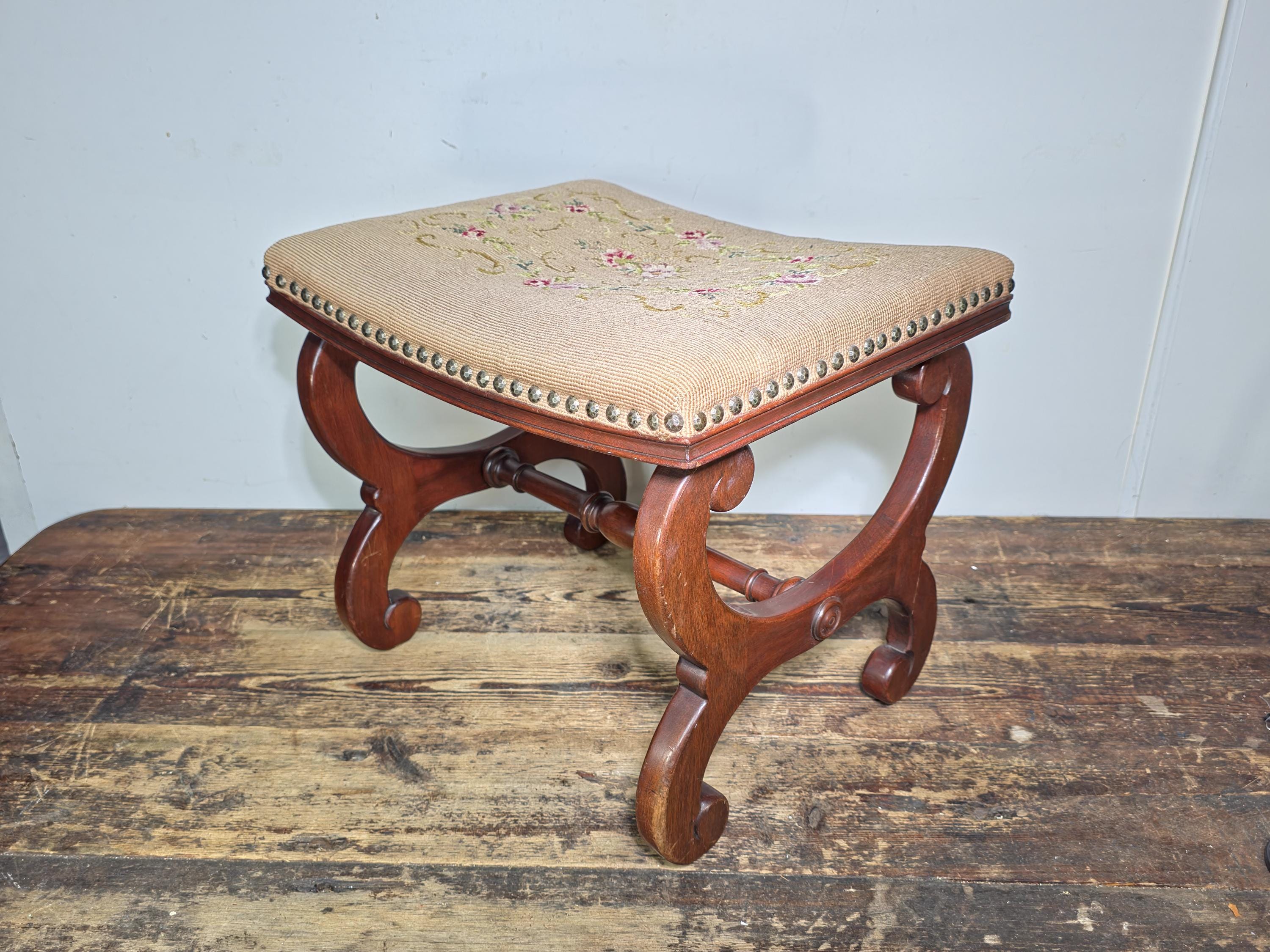 Rare 1930s Vander Ley Bros Needlepoint Stool | 300 Hall St. Grand Rapids Antique