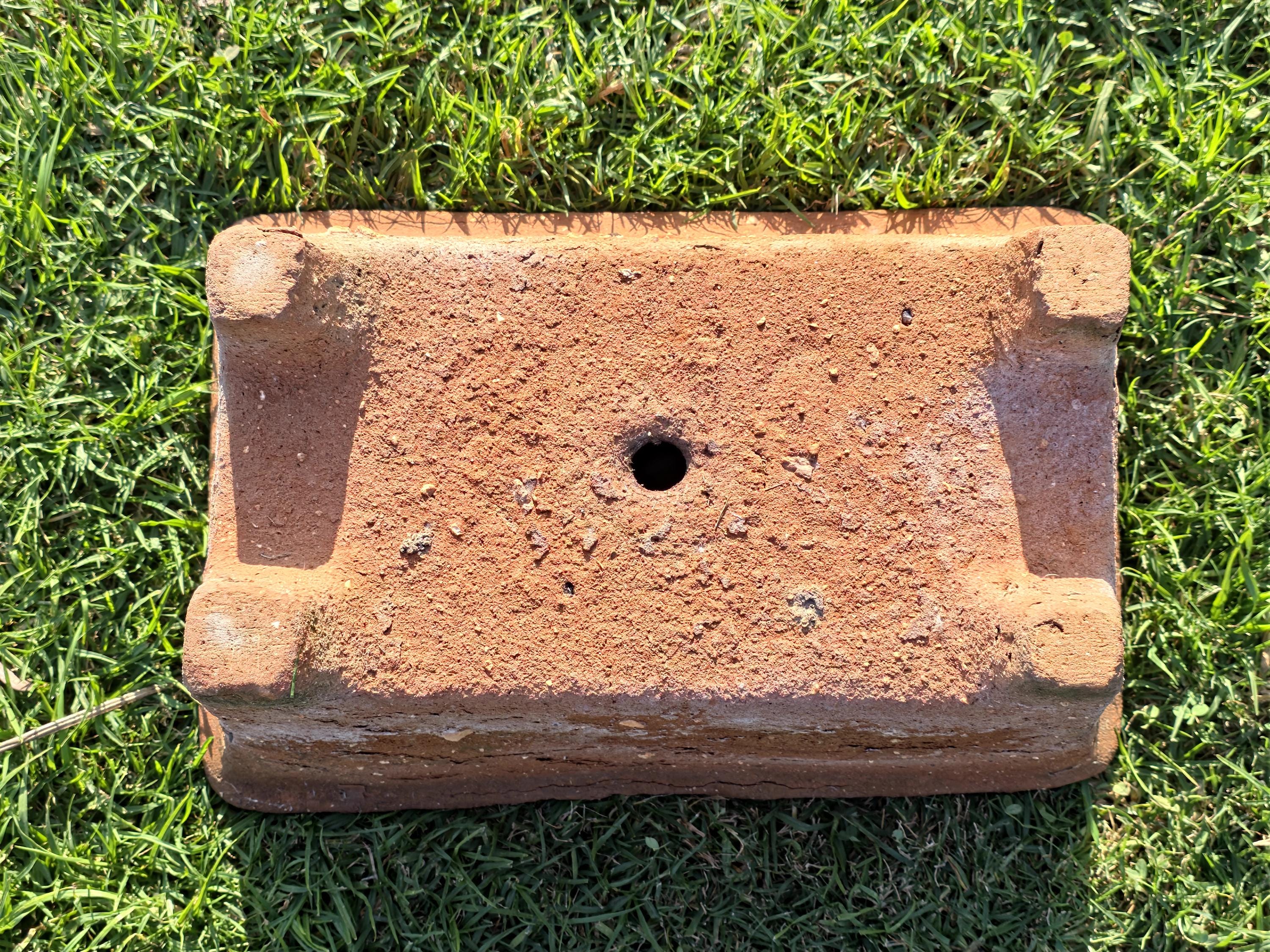 Large Vintage Mexican Terracotta Planter Footed Rustic Garden Pot 21" Weathered