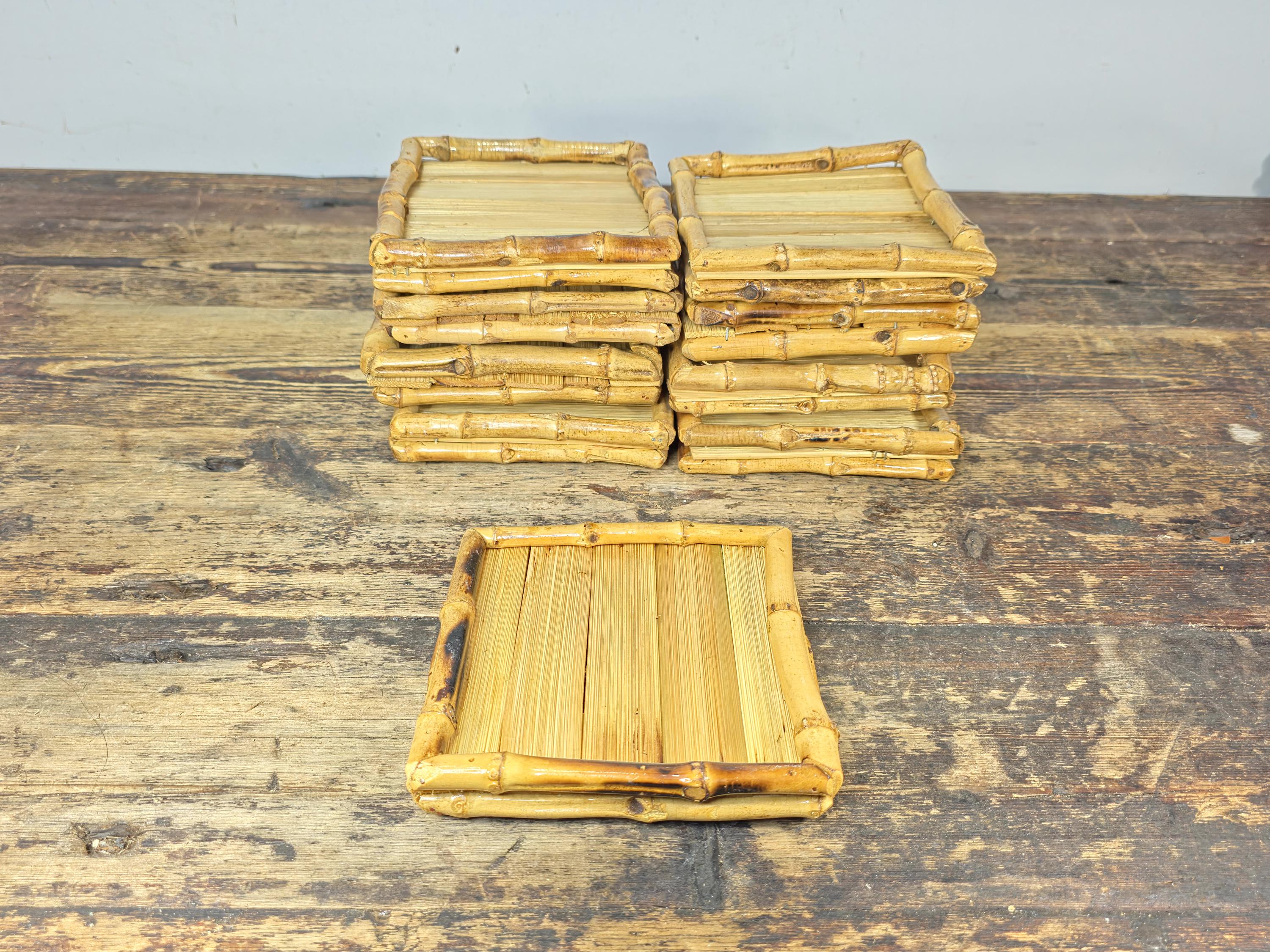 Vintage Handmade Bamboo Square Tray – 5.5" Natural Display Stand / Coaster