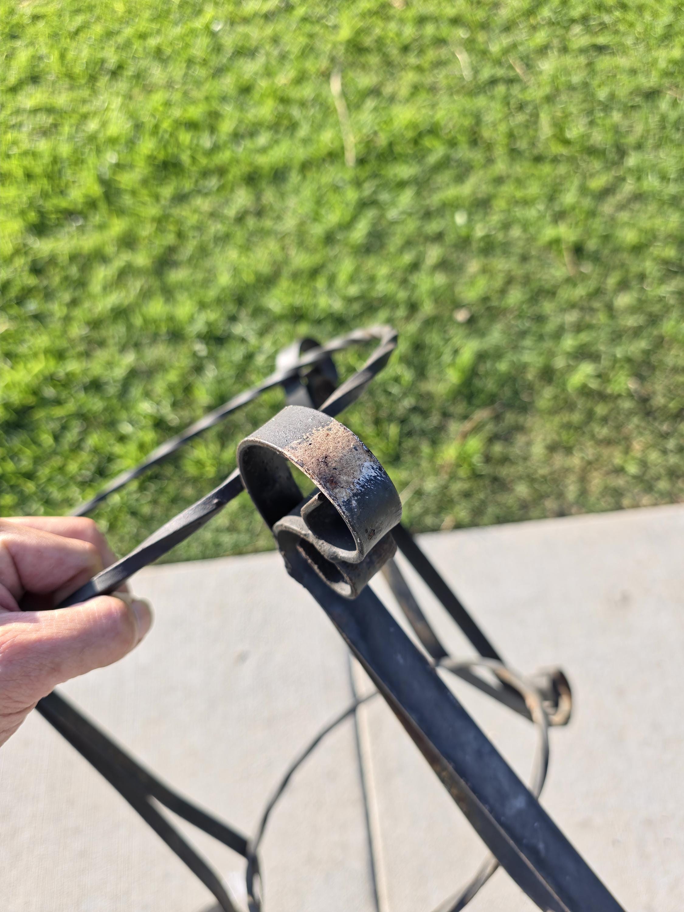 Vintage Spanish Revival Plant Stand 19" Mid-Century Twisted Iron Planter Holder