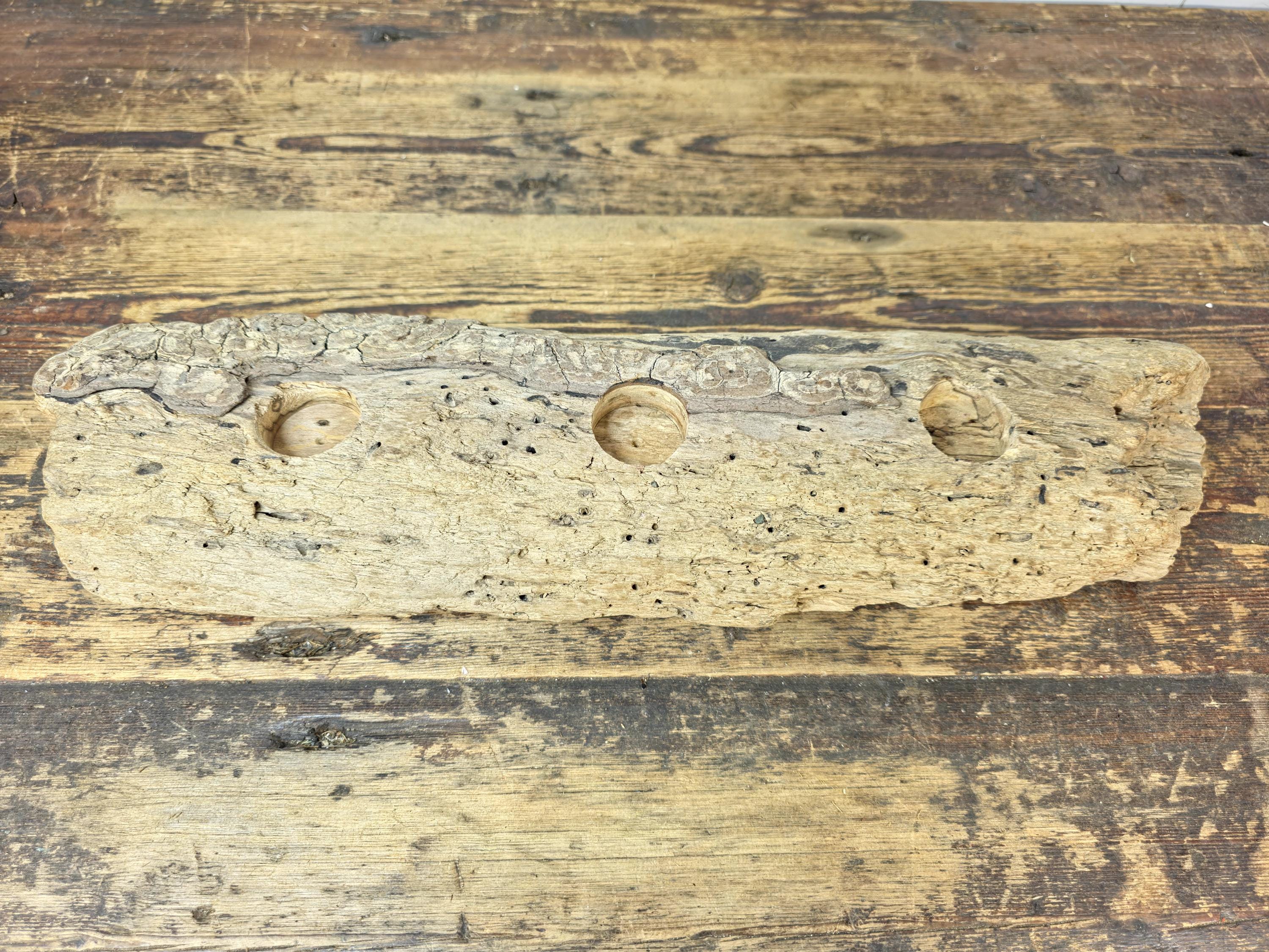 Artisan Made Driftwood three votive candle holder Including 3 Tea lights 19.5" L