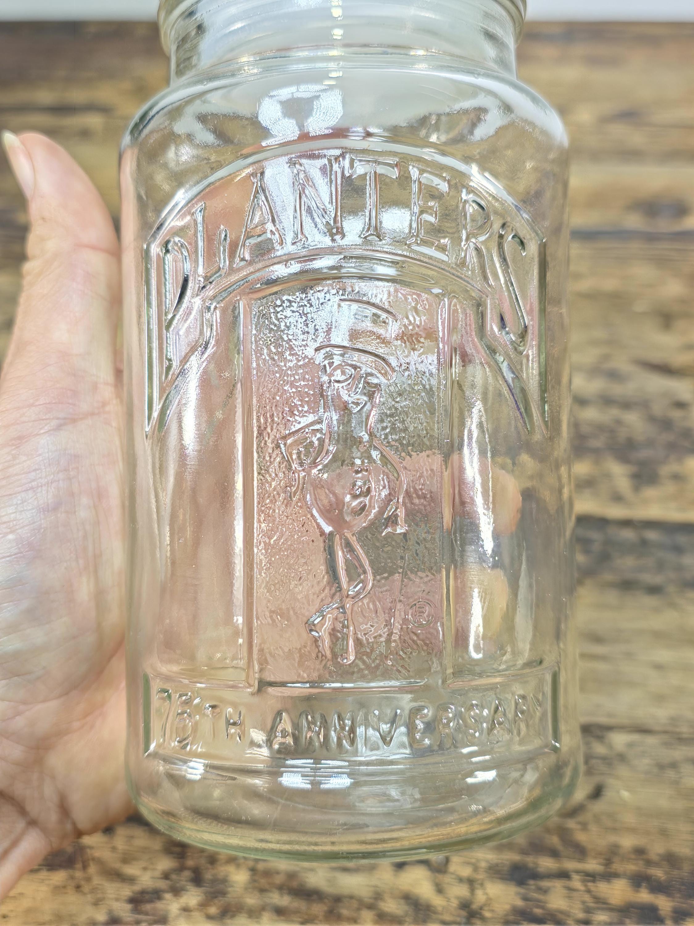 Vintage 1981 Planters Mr. Peanut 75th Anniversary Glass Jar