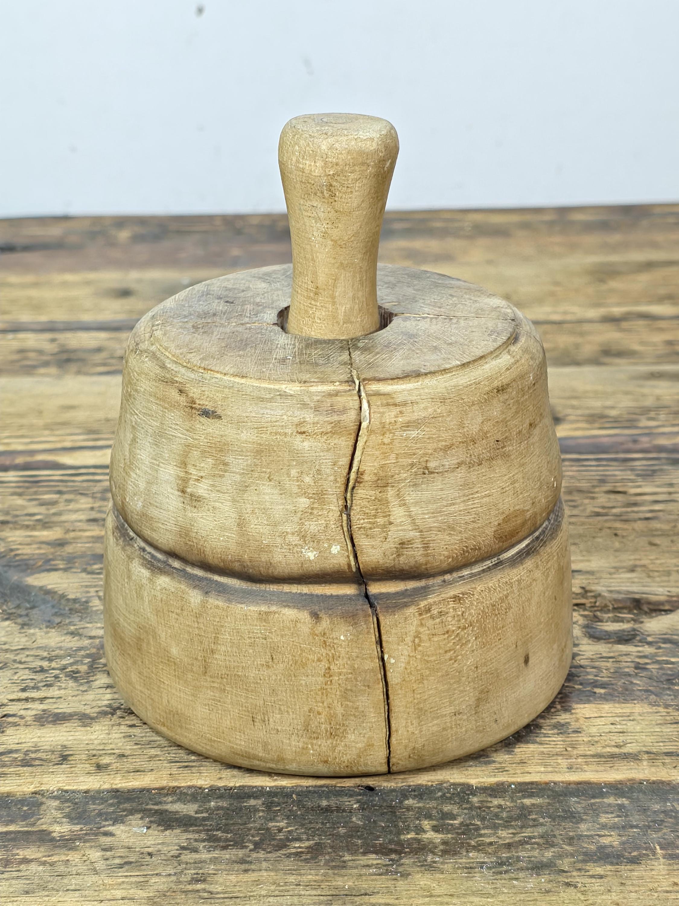 Antique Primitive Wooden Butter Mold | Hand-Carved Floral Design