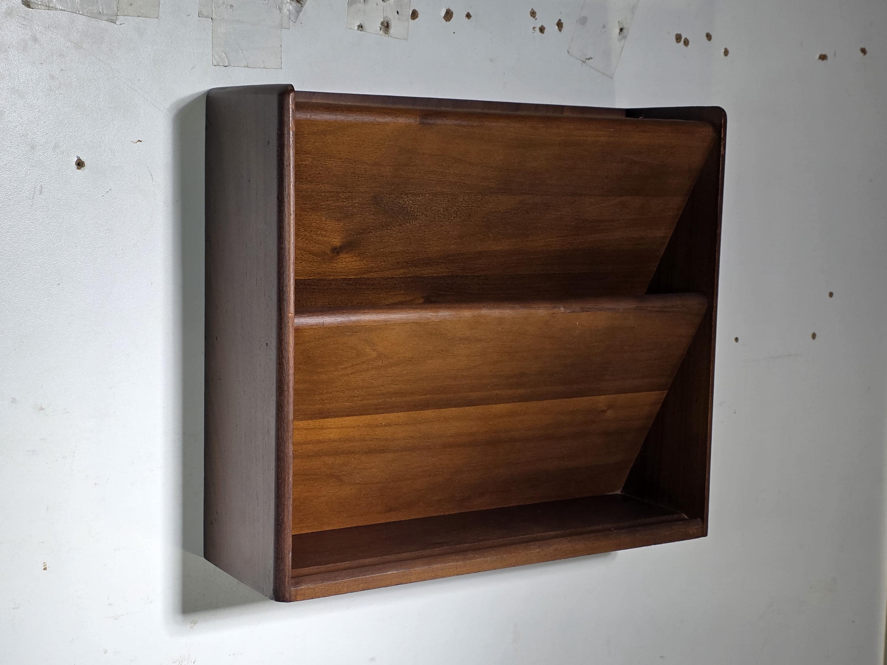 Mid-Century Modern Walnut Wall-Mounted Document Organizer