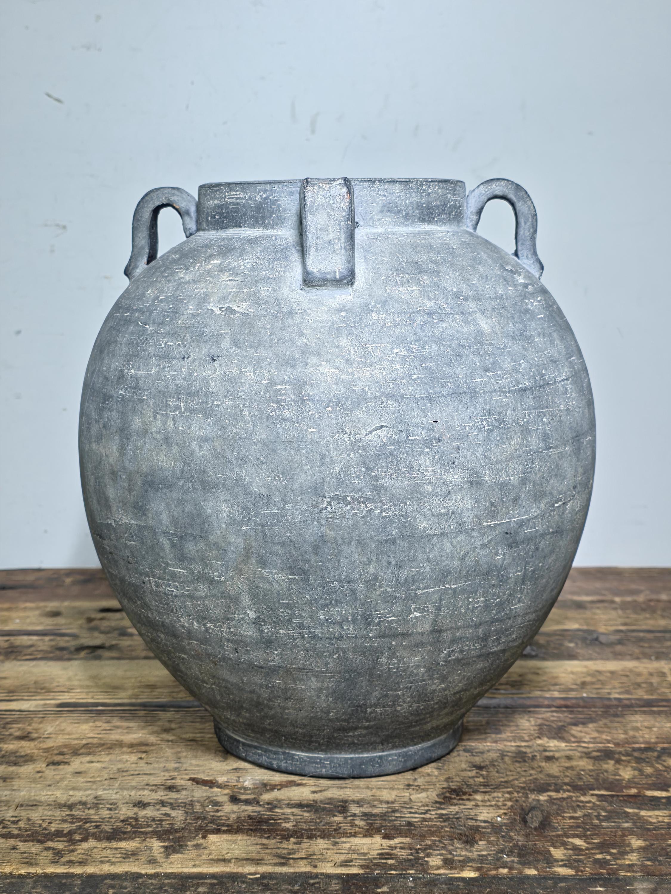 Large 13" Charcoal Terracotta Clay Pot – Amphora Style 4-Handle Garden Planter