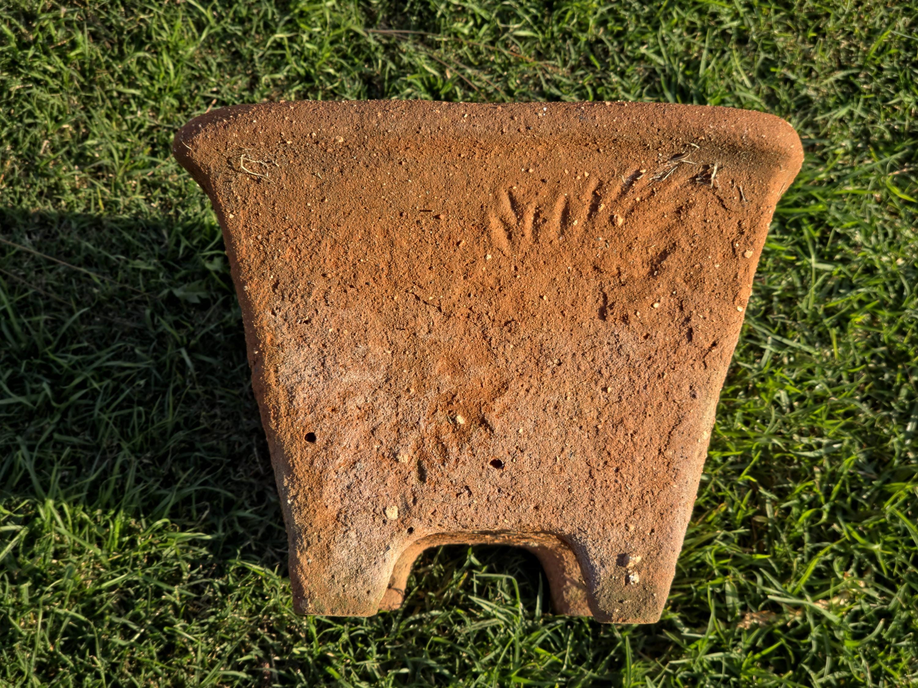Large Vintage Mexican Terracotta Planter Footed Rustic Garden Pot 21" Weathered