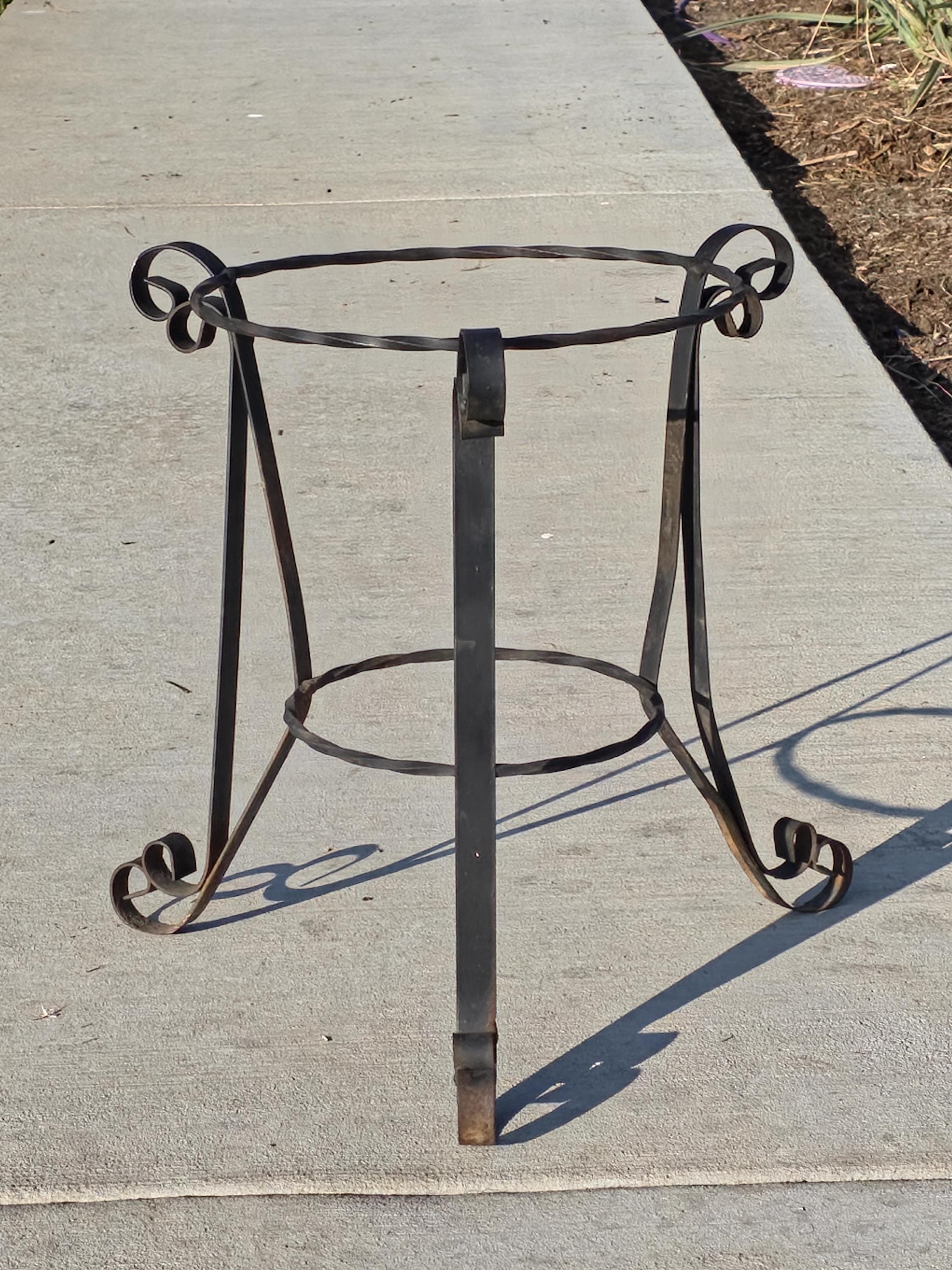Vintage Spanish Revival Plant Stand 19" Mid-Century Twisted Iron Planter Holder