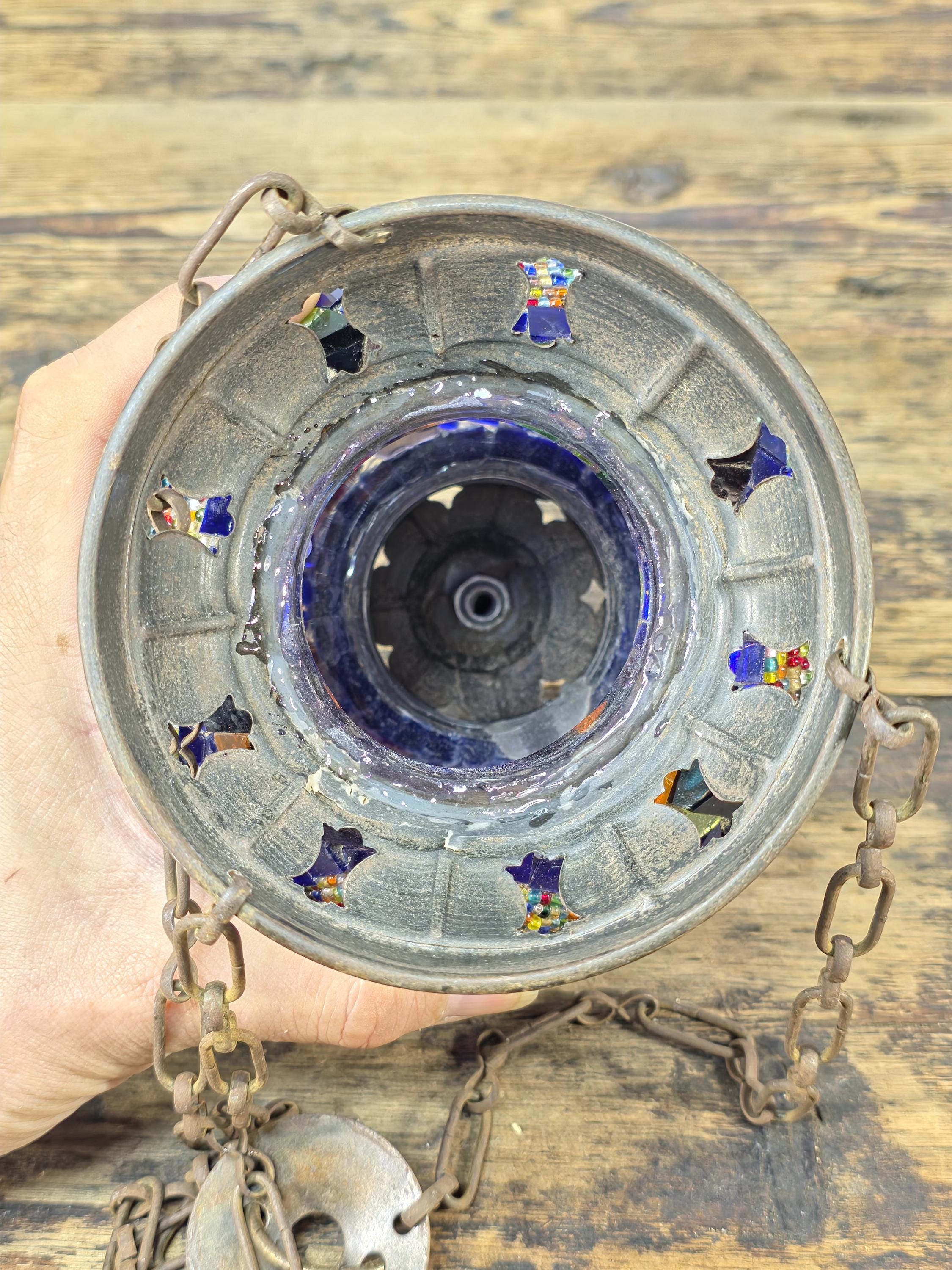 Exotic Turkish Style Mosaic Glass Hanging Lantern | Colorful Boho Vibe